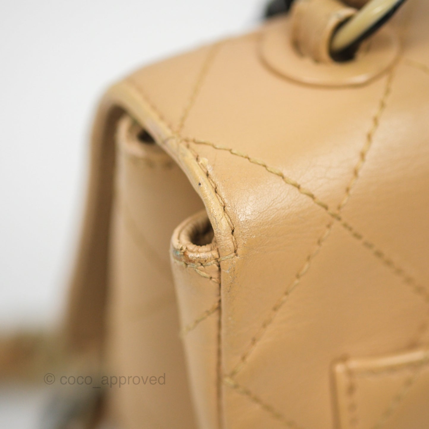 Chanel Vintage Jumbo Beige Flap Bag Lambskin Enamel Hardware