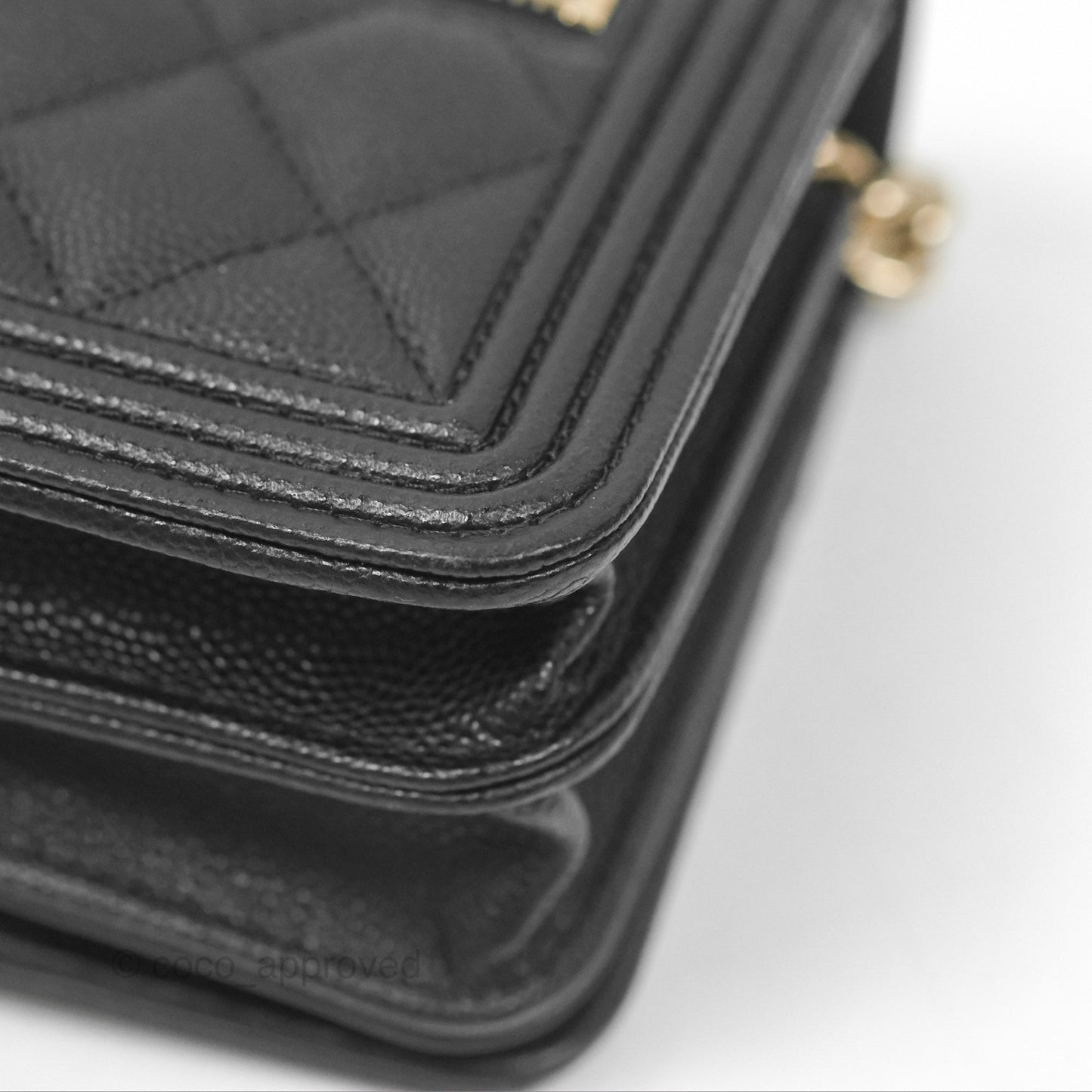 Chanel Mini Boy Quilted Wallet on Chain WOC Black Caviar Gold Hardware