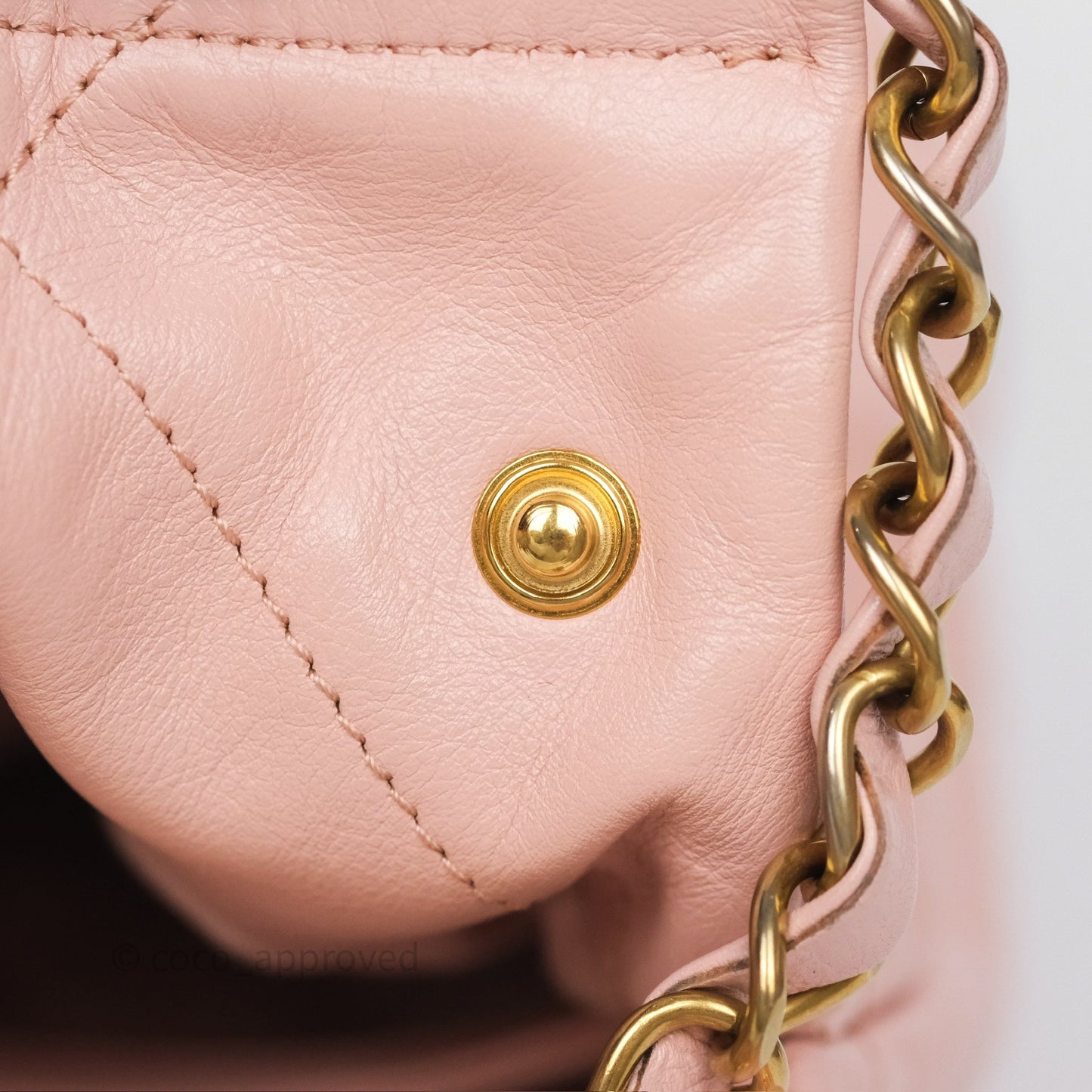 Chanel 22 Medium Pink Crumpled Calfskin Aged Gold Hardware