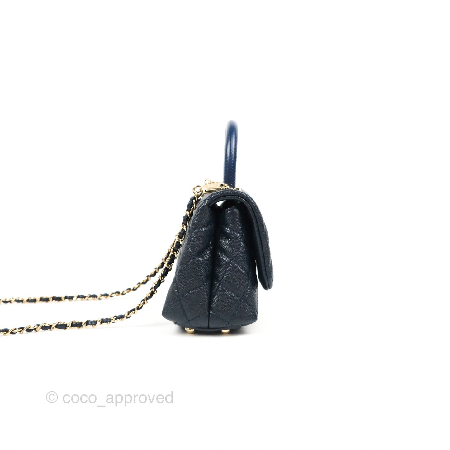 Chanel Mini Coco Handle Quilted Navy Caviar Gold Hardware