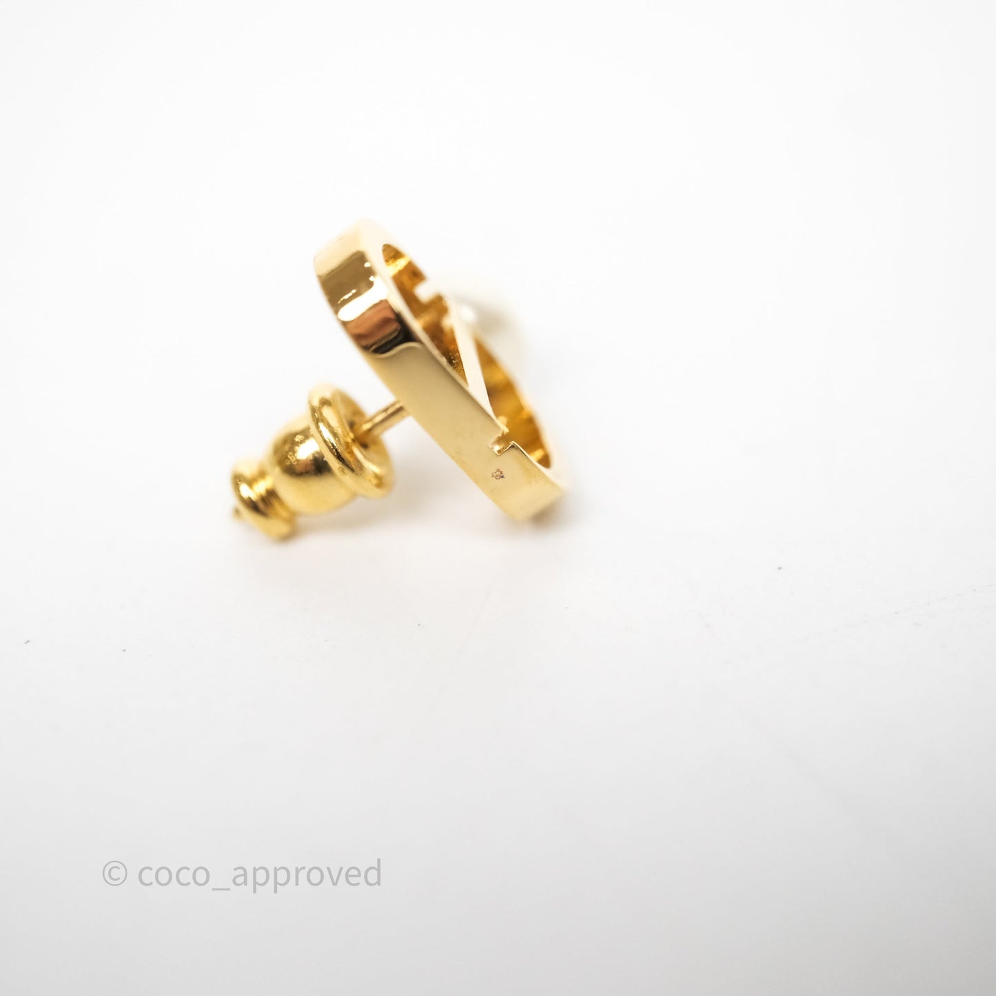Christian Dior Petit CD Pearl Earrings Gold Tone