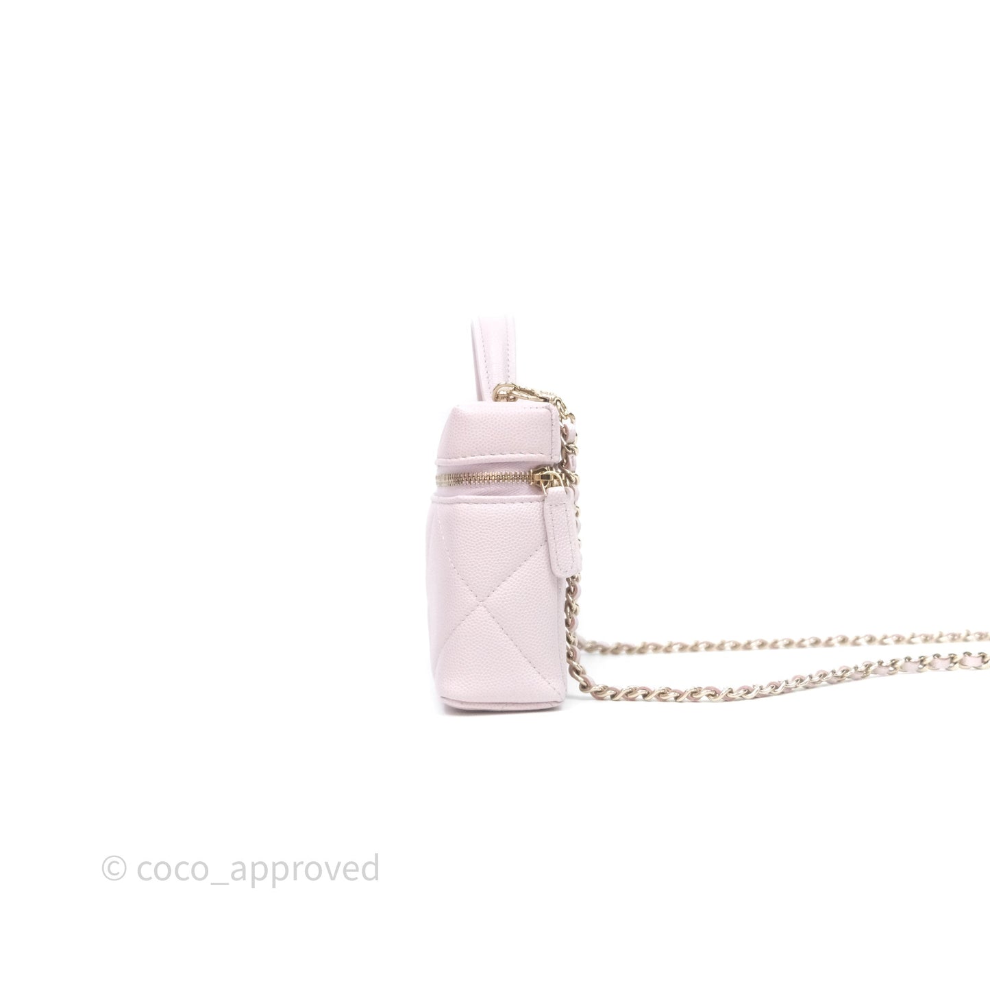 Chanel Top Handle Long Vanity with Chain Light Lilac Pink Caviar Gold Hardware