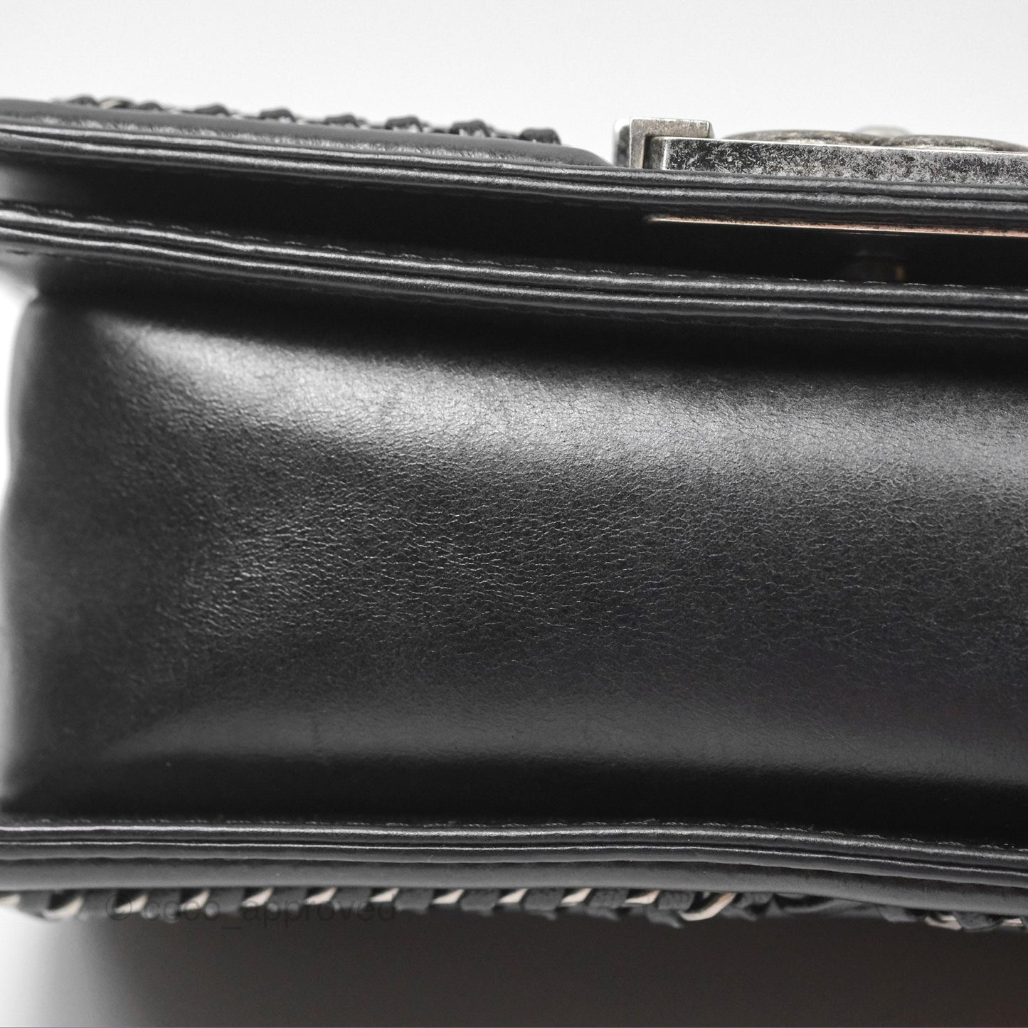 Chanel Small Chain Around Top Handle Boy Black Calfskin Ruthenium Hardware