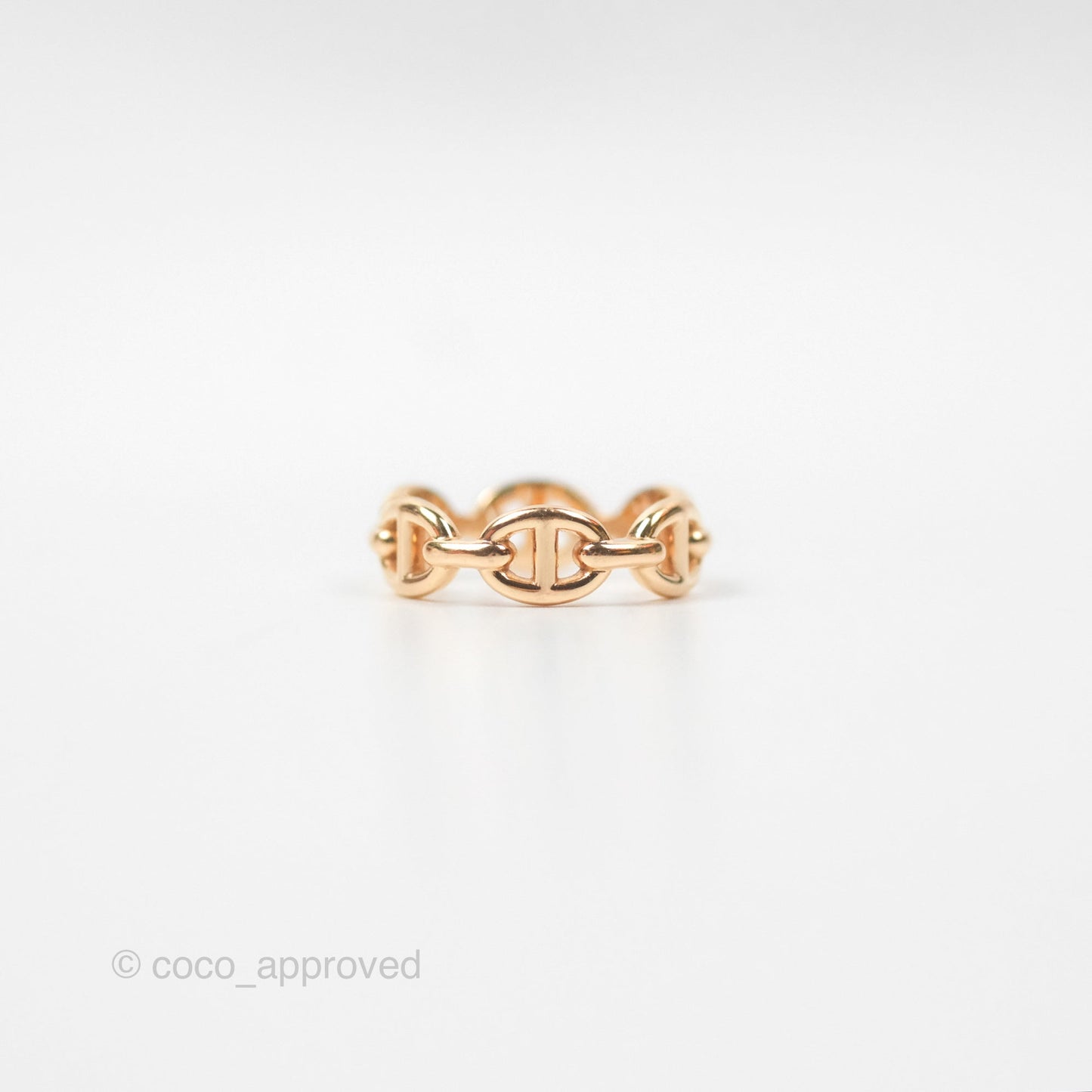 Hermès Chaine d'Ancre Enchainee Band Ring PM Rose Gold Size 50