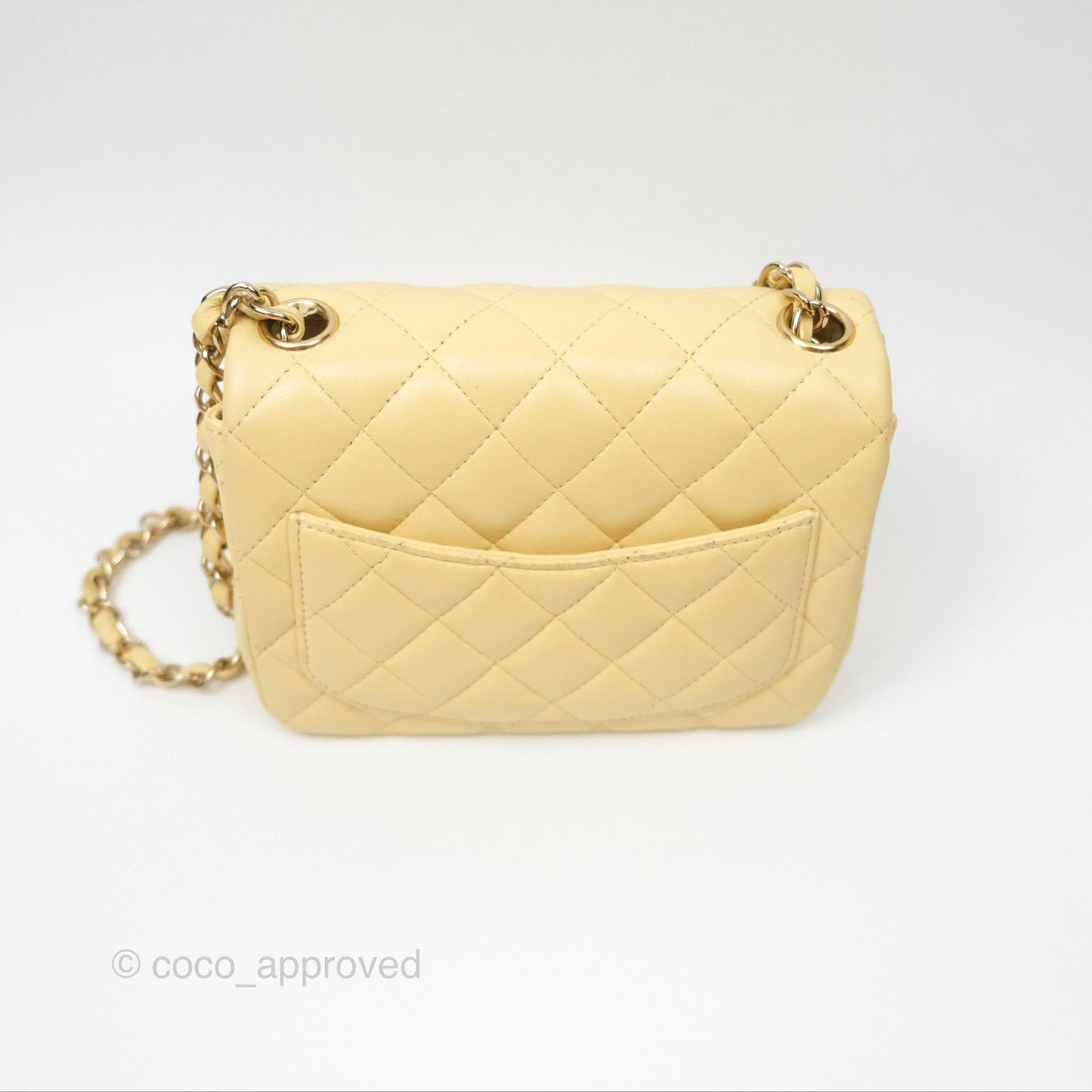Chanel Mini Square Quilted Yellow Lambskin Gold Hardware