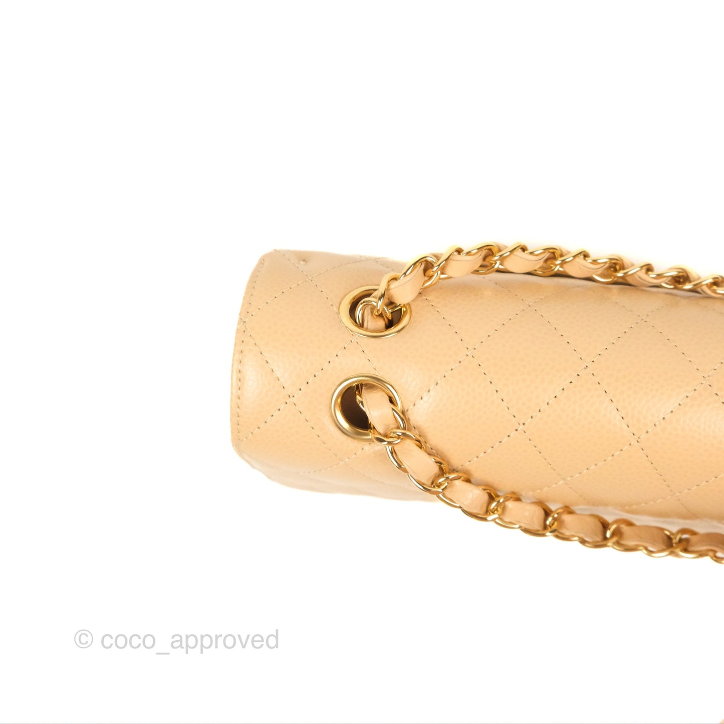 Chanel Classic M/L Medium Flap Quilted Beige Caviar Gold Hardware
