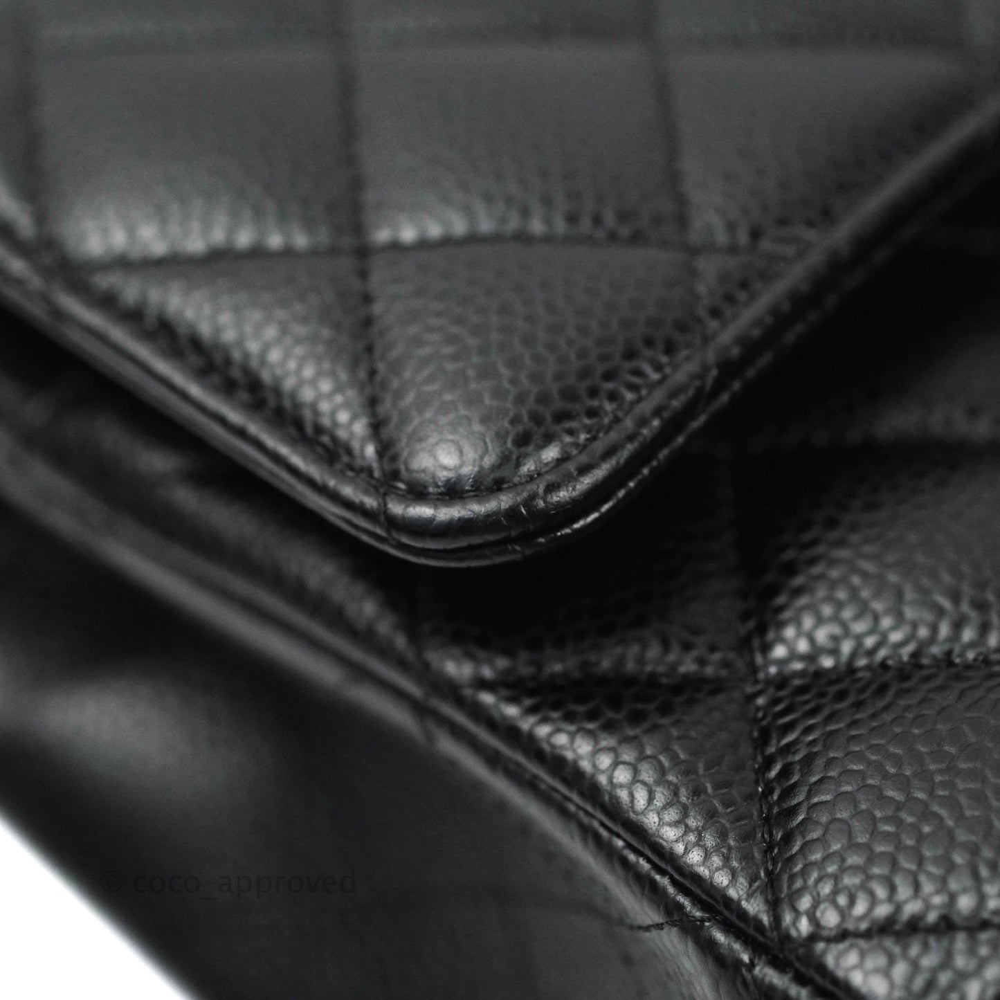 Chanel Classic M/L Medium Double Flap Bag Black Caviar Silver Hardware