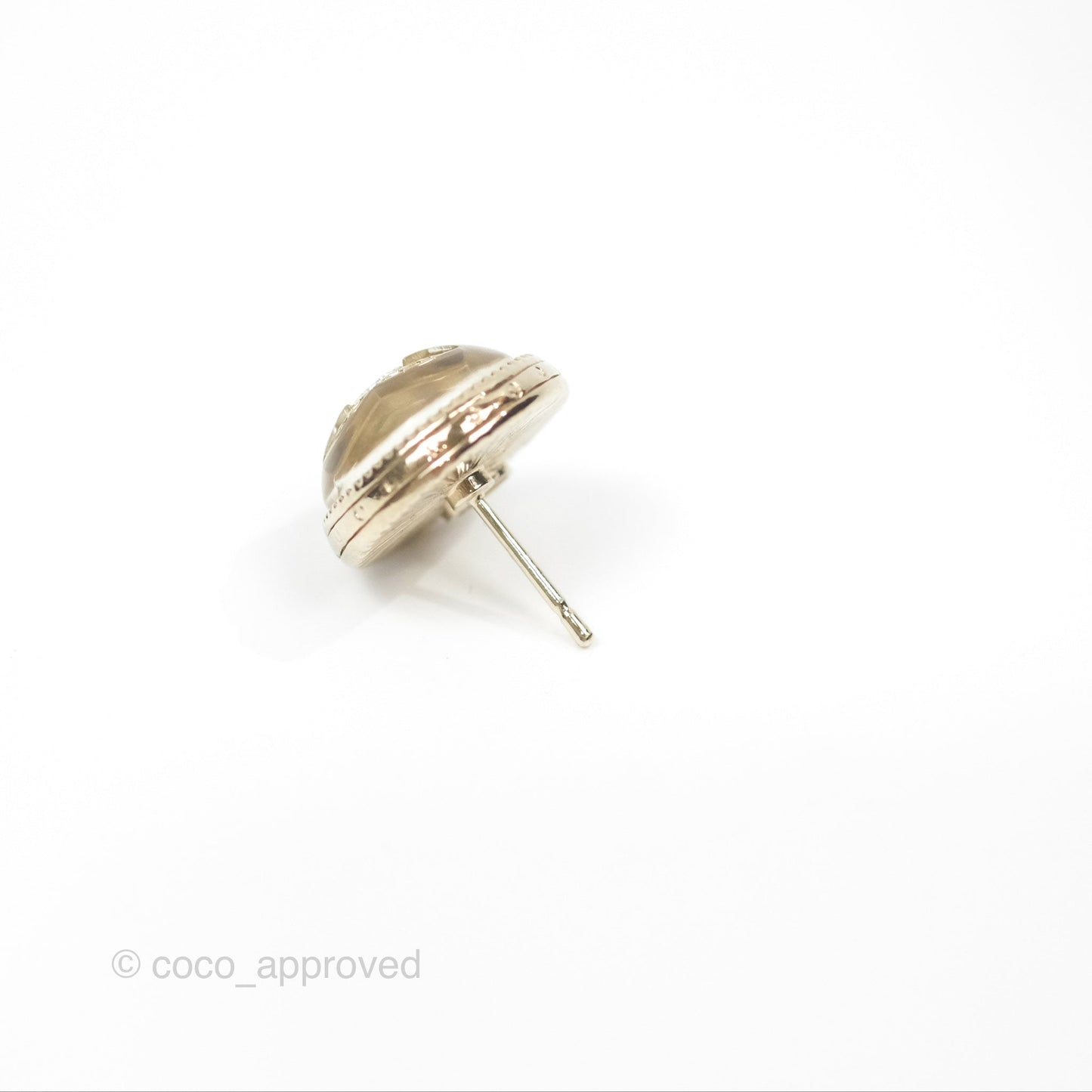 Chanel CC Crystal Round Earrings Gold Tone 22C
