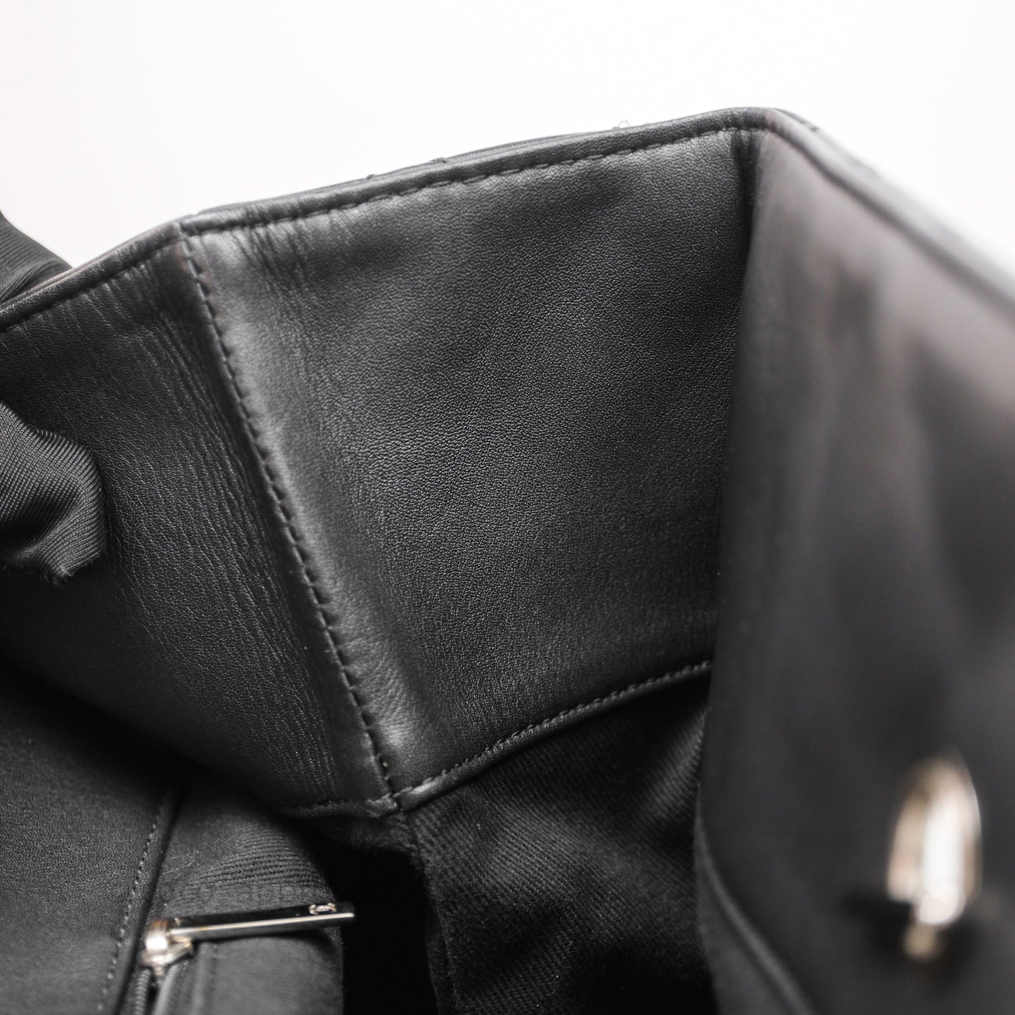 Chanel In The Business Tote Bag Black Calfskin Silver Hardware