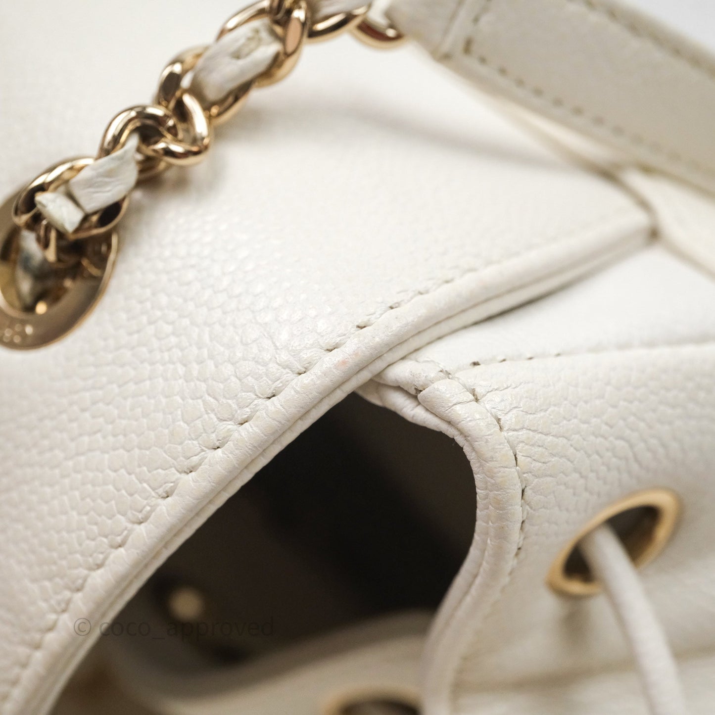 Chanel Quilted Business Affinity Backpack Ivory White Caviar Gold Hardware