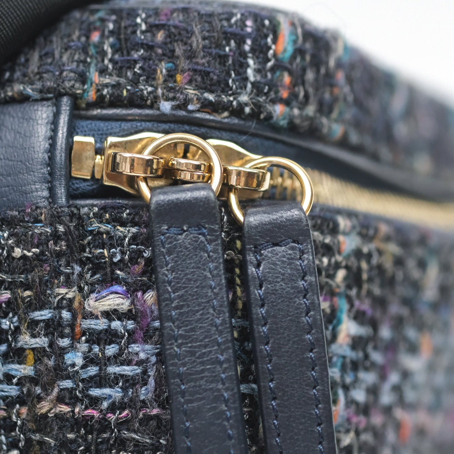 Chanel Medium CC Filigree Vanity Case Navy Tweed Python
