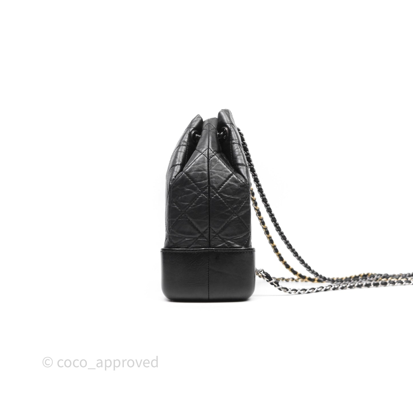 Chanel Small Gabrielle Backpack Quilted Black Aged Calfskin