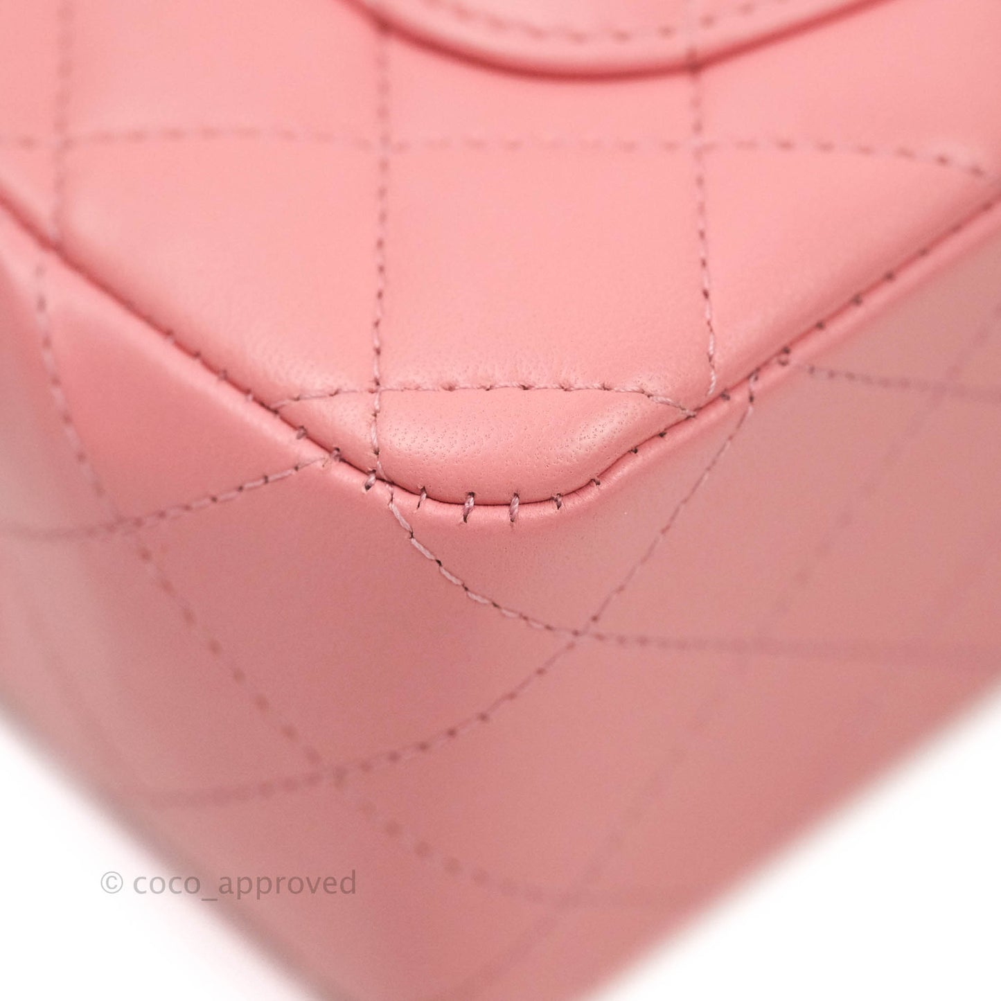 Chanel Quilted Mini Rectangular Pink Lambskin Aged Gold Hardware