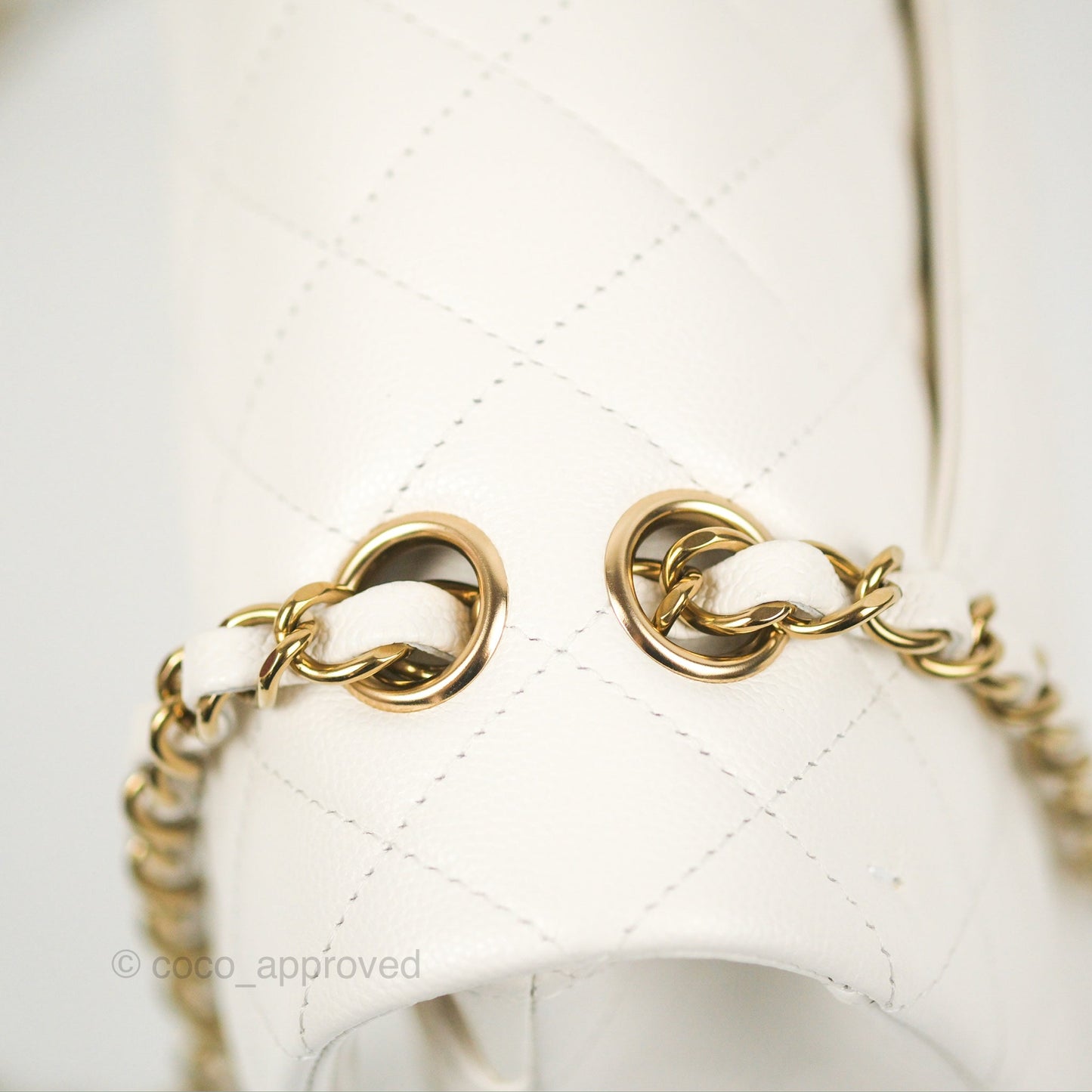 Chanel Classic M/L Medium Flap Quilted White Caviar Gold Hardware