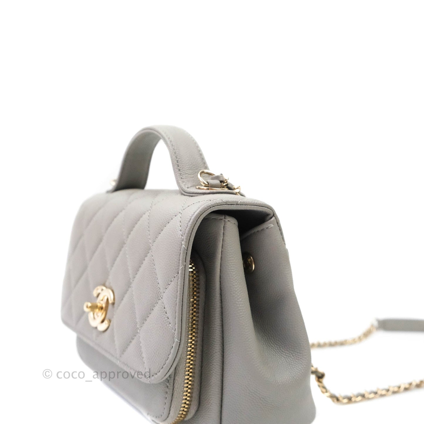 Chanel Quilted Small Business Affinity Flap Grey Caviar Gold Hardware