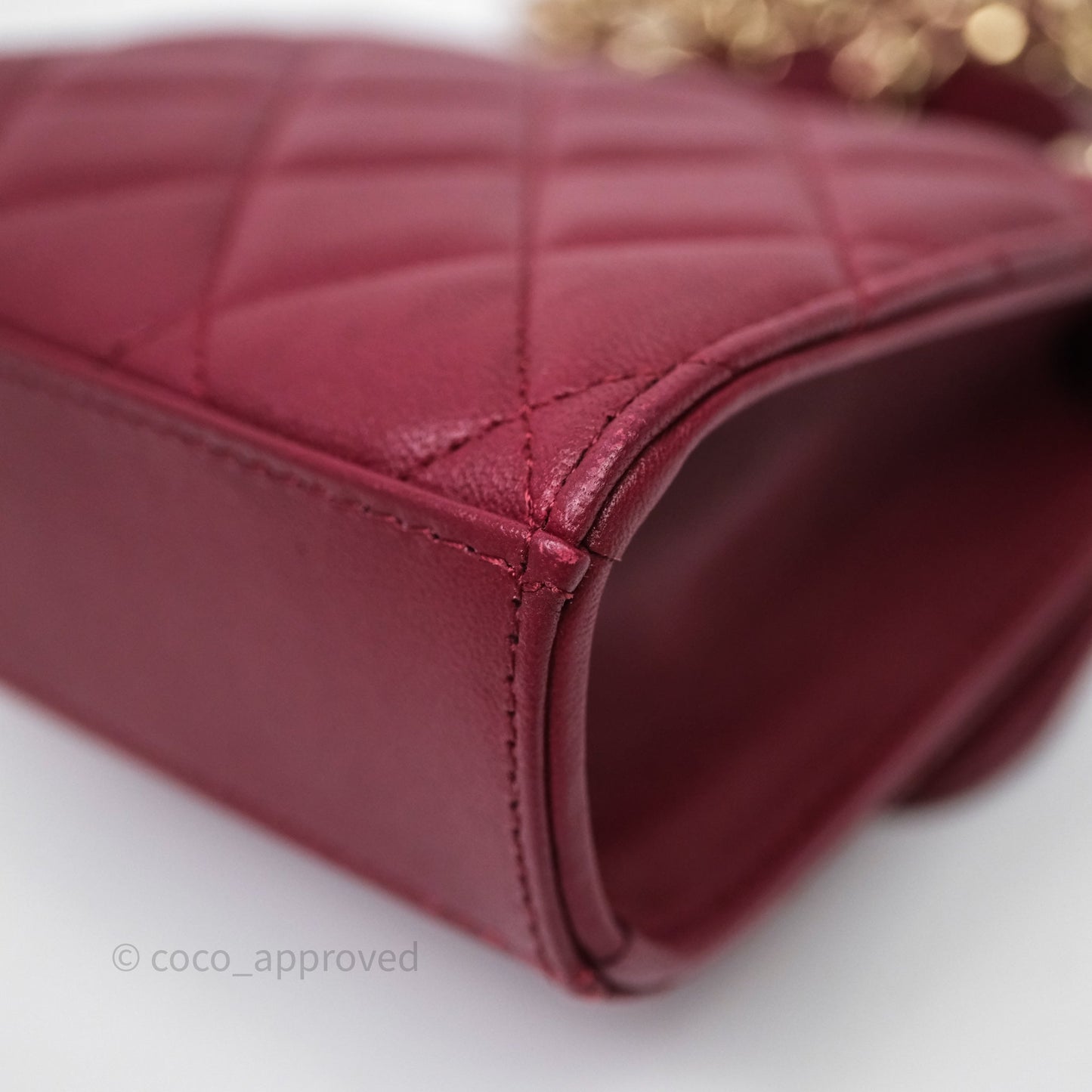 Chanel Mini Top Handle Flap Bag Red Lambskin Gold Hardware