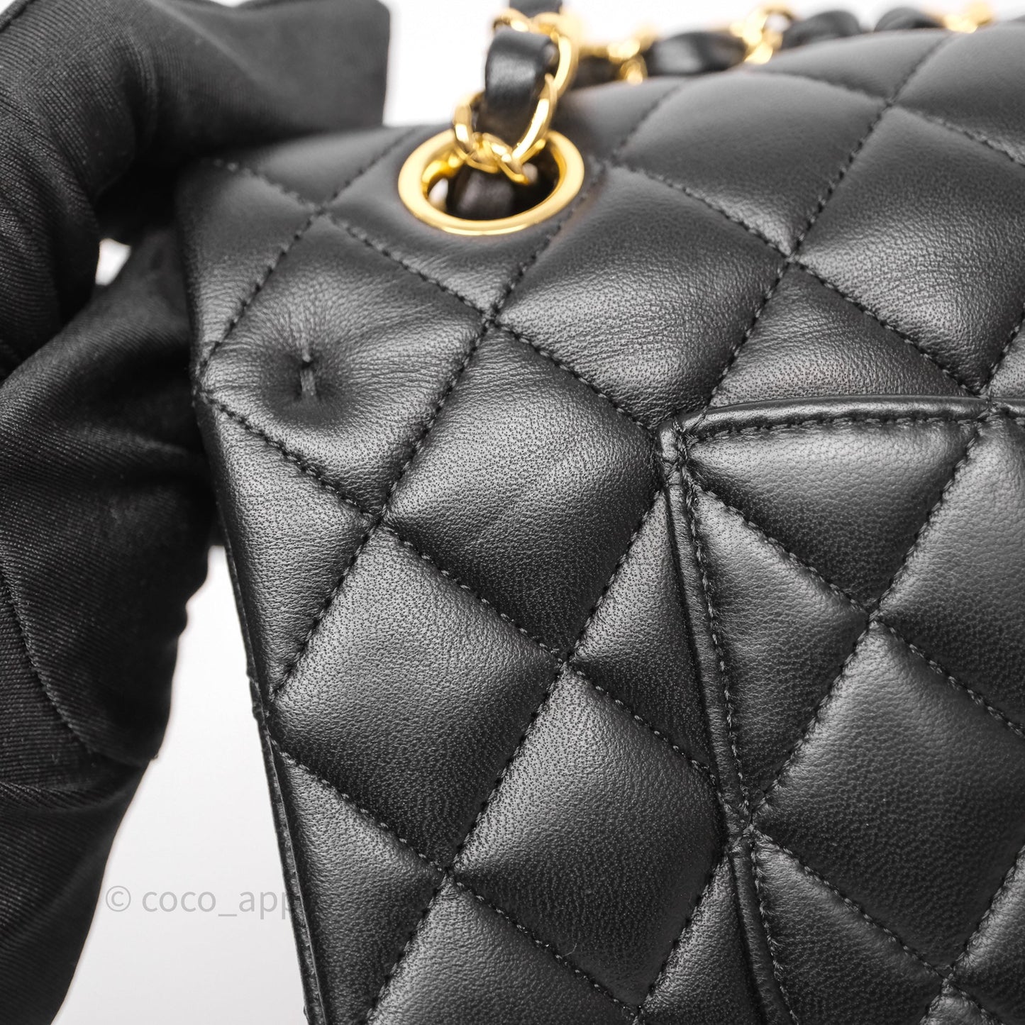 Chanel Classic M/L Medium Flap Quilted Black Lambskin Gold Hardware