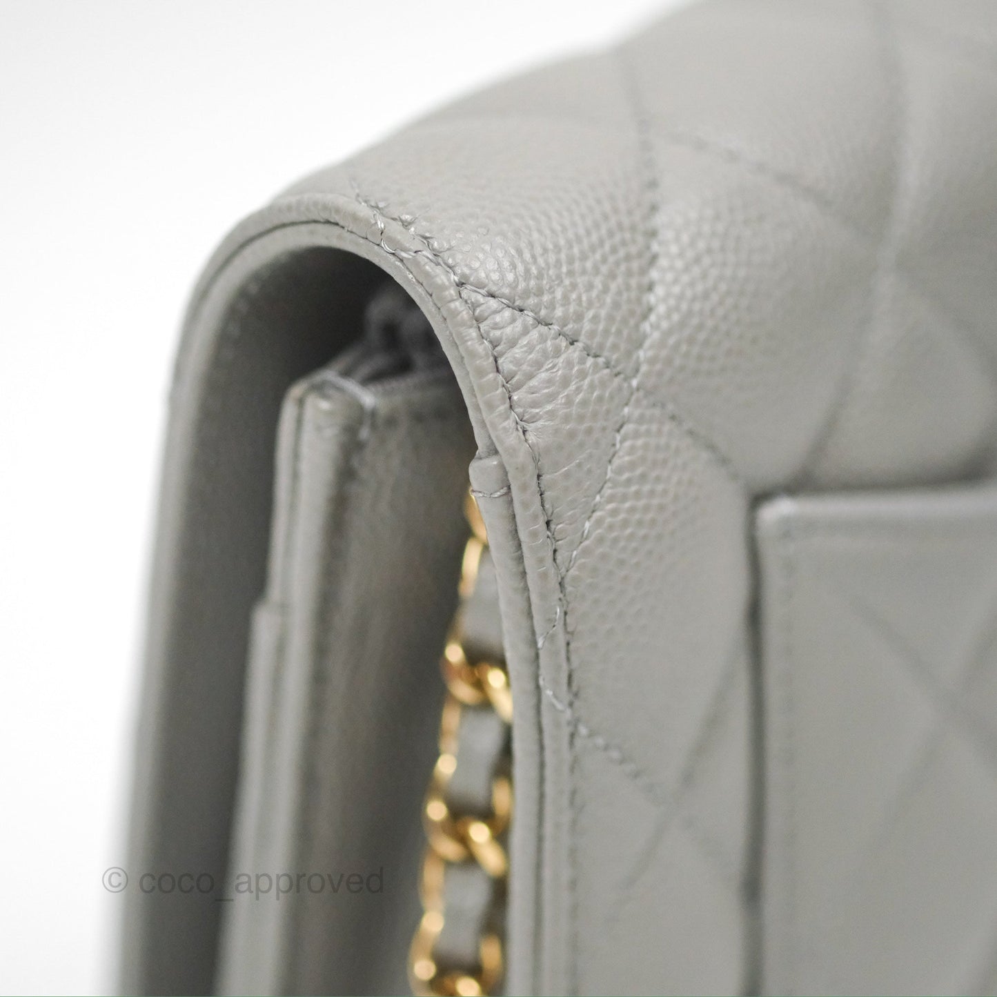 Chanel Classic Wallet on Chain WOC Quilted Grey Caviar Gold Hardware