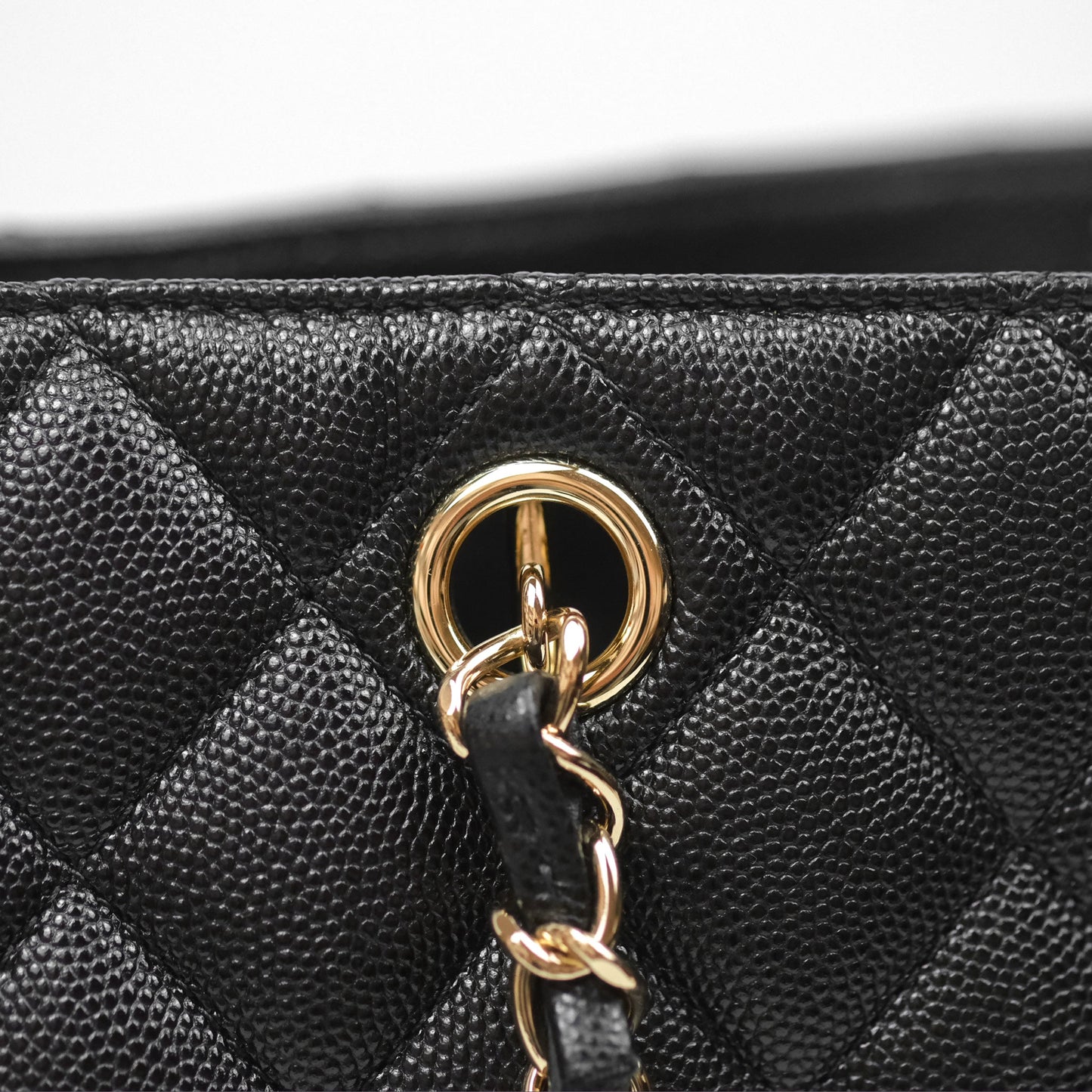 Chanel Large Shopping Tote Quilted Black Caviar Gold Hardware
