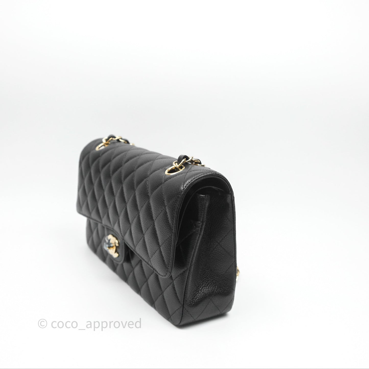 Chanel Classic M/L Medium Flap Quilted Black Caviar Gold Hardware