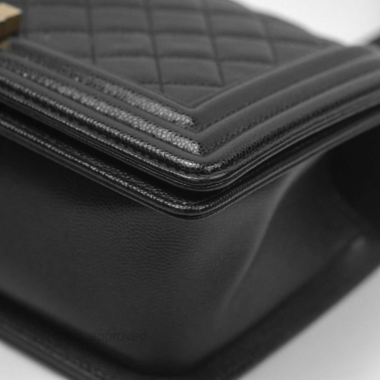 Chanel Medium Boy Quilted Black Caviar Aged Gold Hardware