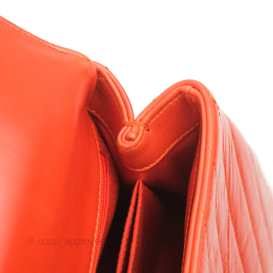 Chanel Chevron Small Coco Handle Dark Orange Shiny Aged Calfskin Aged Gold Hardware