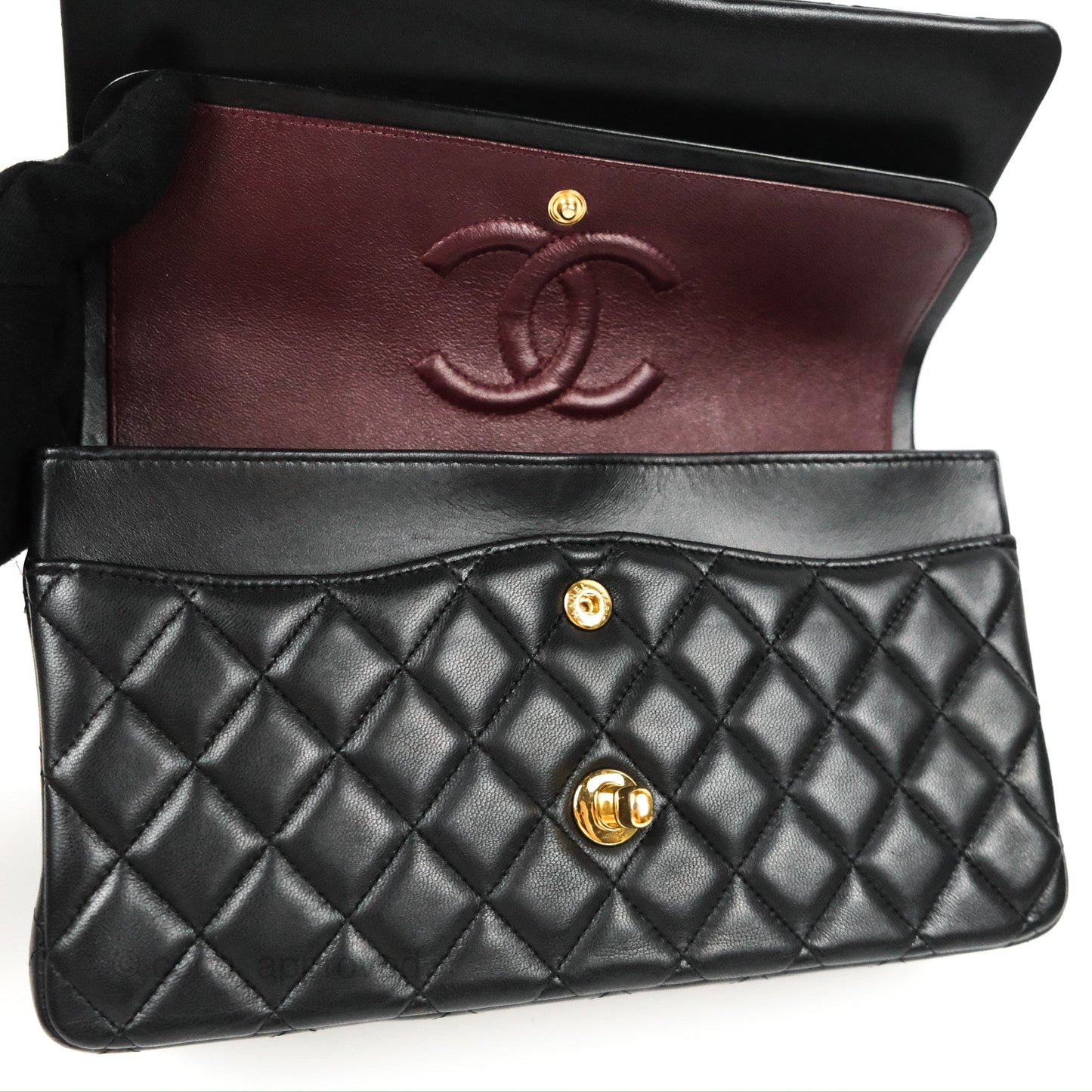 Chanel Classic M/L Medium Flap Quilted Black Lambskin Gold Hardware