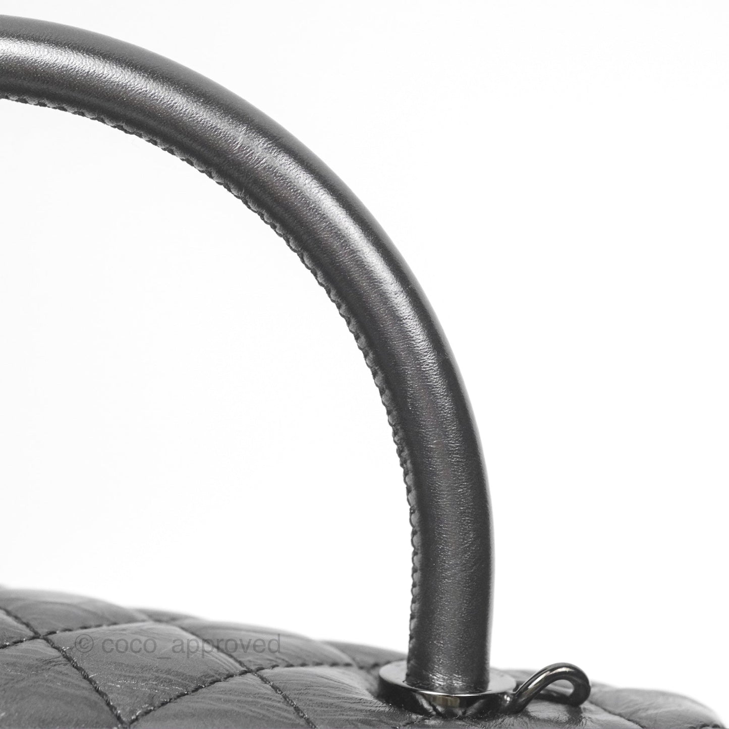 Chanel Medium Coco Handle Quilted Aged Calfskin Iridescent Dark Grey So Black Hardware