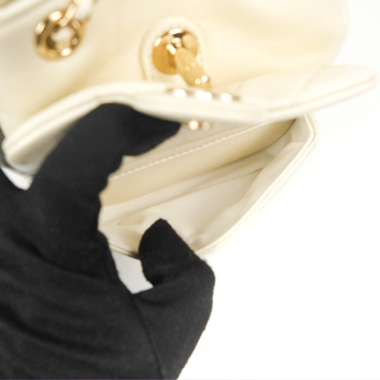 Chanel Quilted Small Duma Drawstring Backpack Ivory White Calfskin Gold Hardware