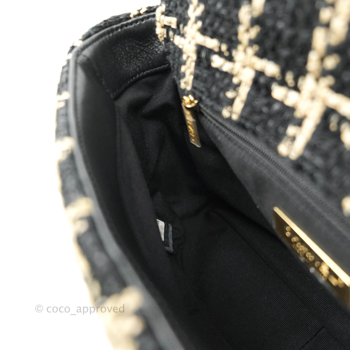 Chanel 19 Small Tweed Black and Gold Mixed Hardware
