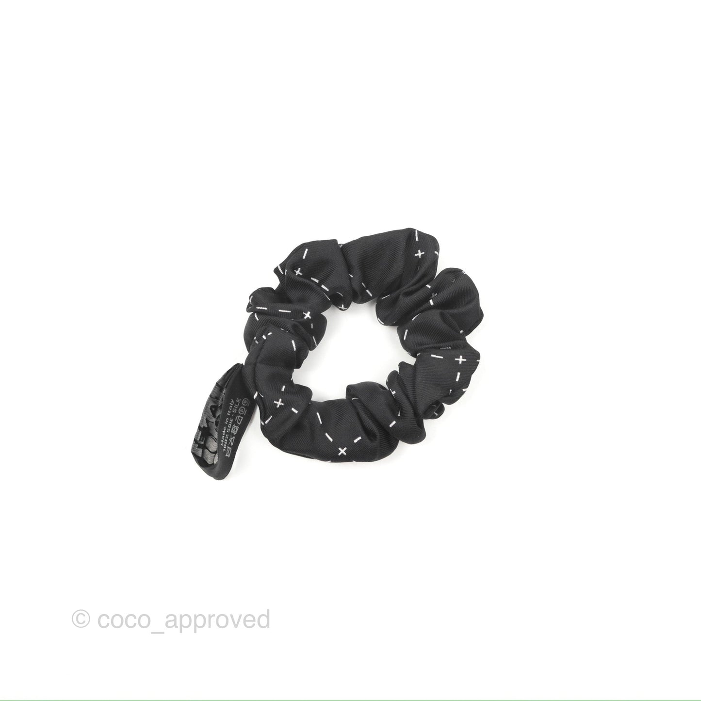 Chanel Logo Quilted Printed Silk Hair Accessory Black