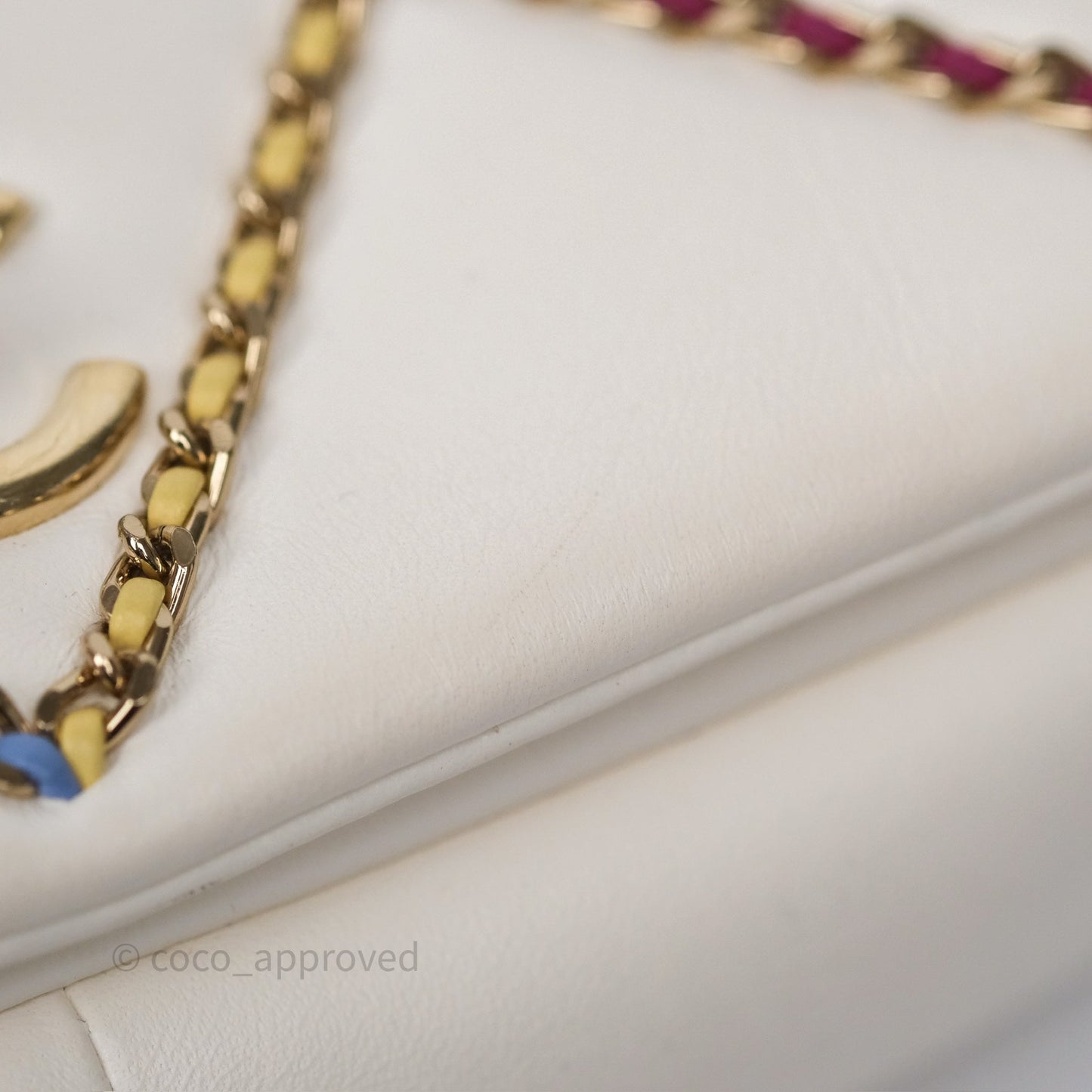 Chanel Small Entwined Chain Flap White Lambskin Gold Hardware