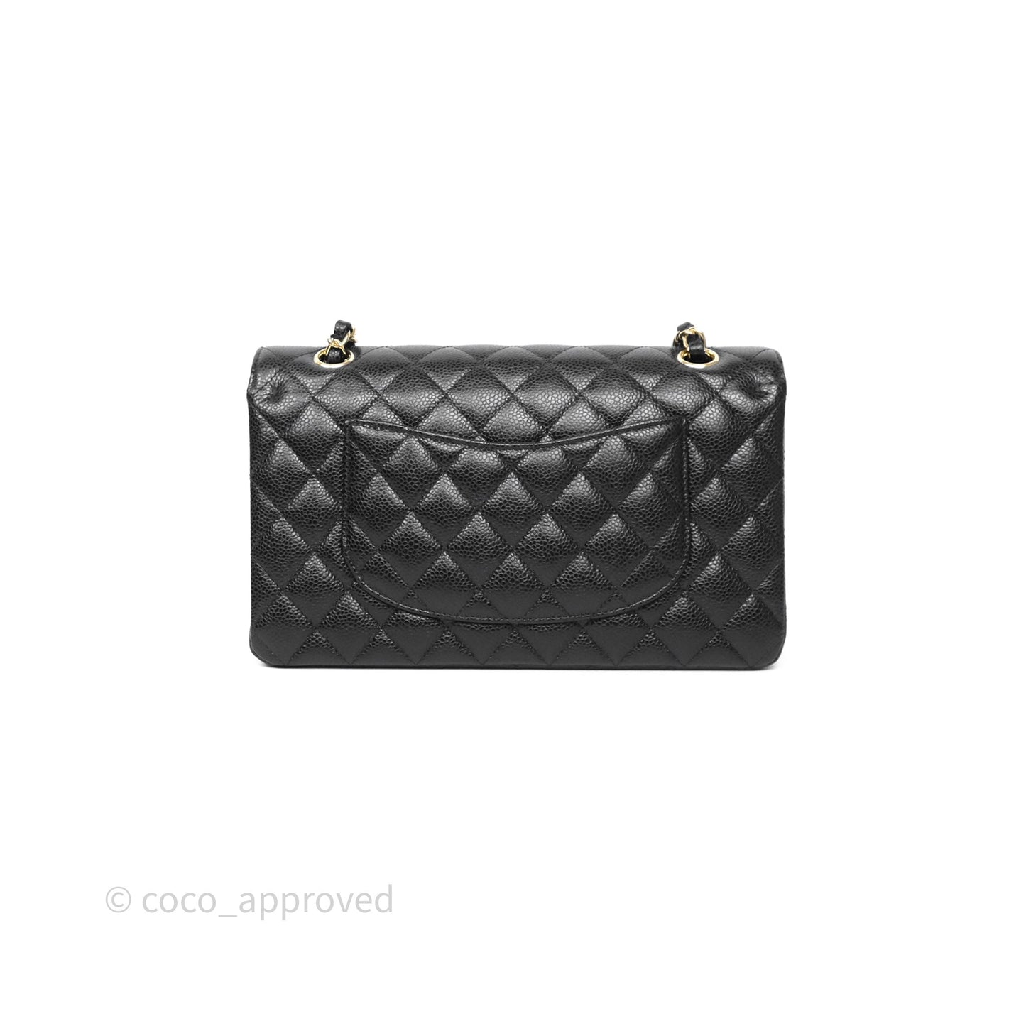 Chanel M/L Medium Classic Flap Quilted Black Caviar Gold Hardware