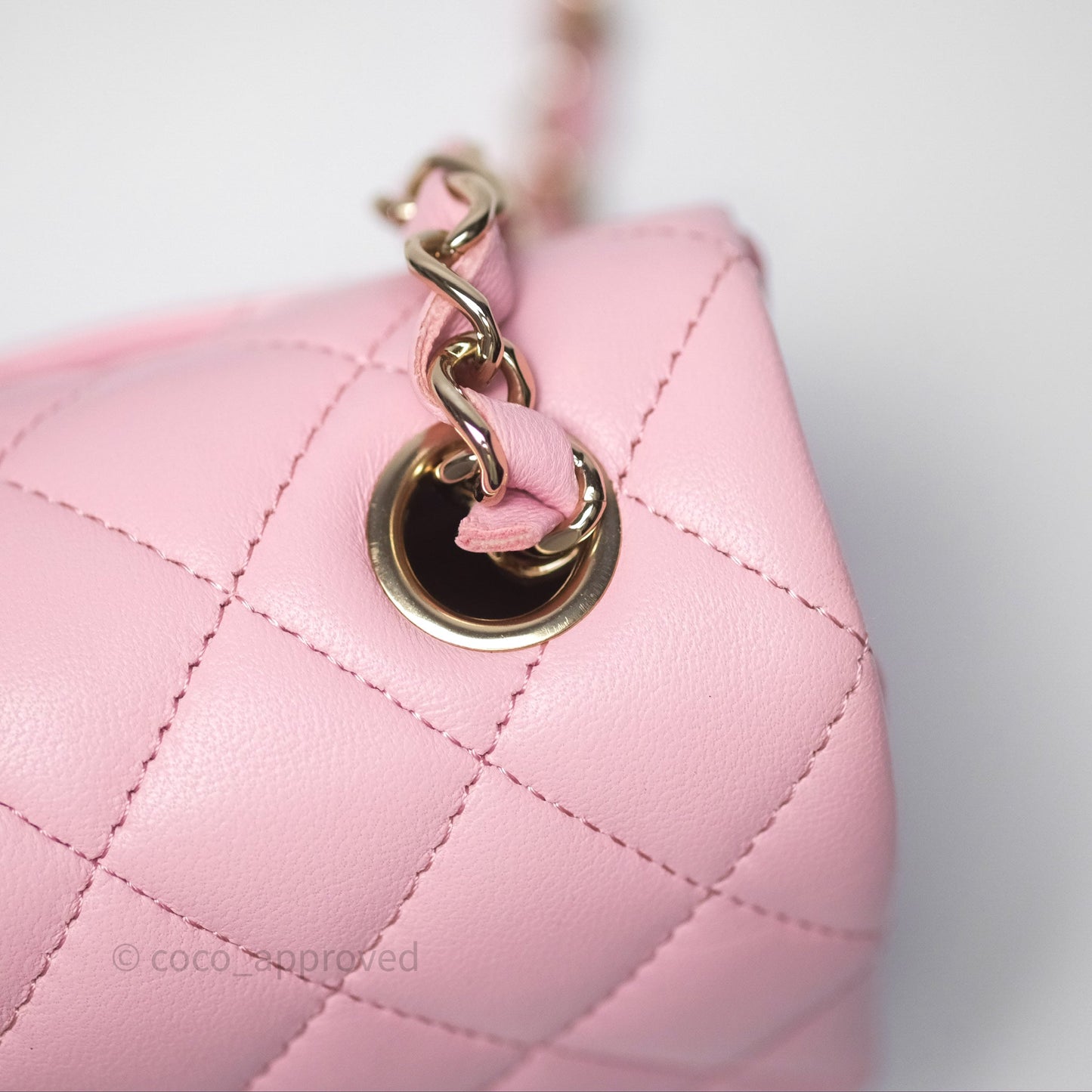 Chanel Quilted Mini Rectangular Flap Pink Lambskin Gold Hardware