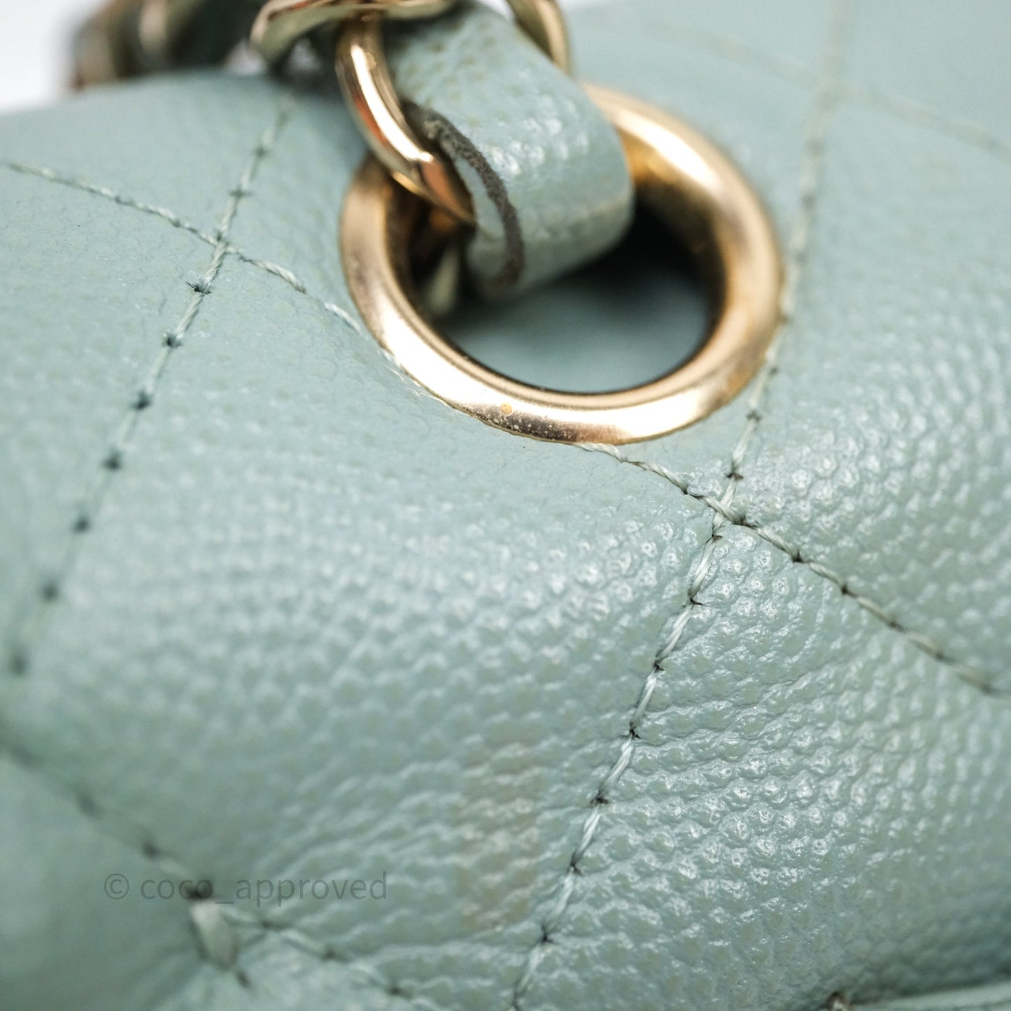 Chanel Small Quilted Classic Flap Tiffany Green Cavier Gold Hardware