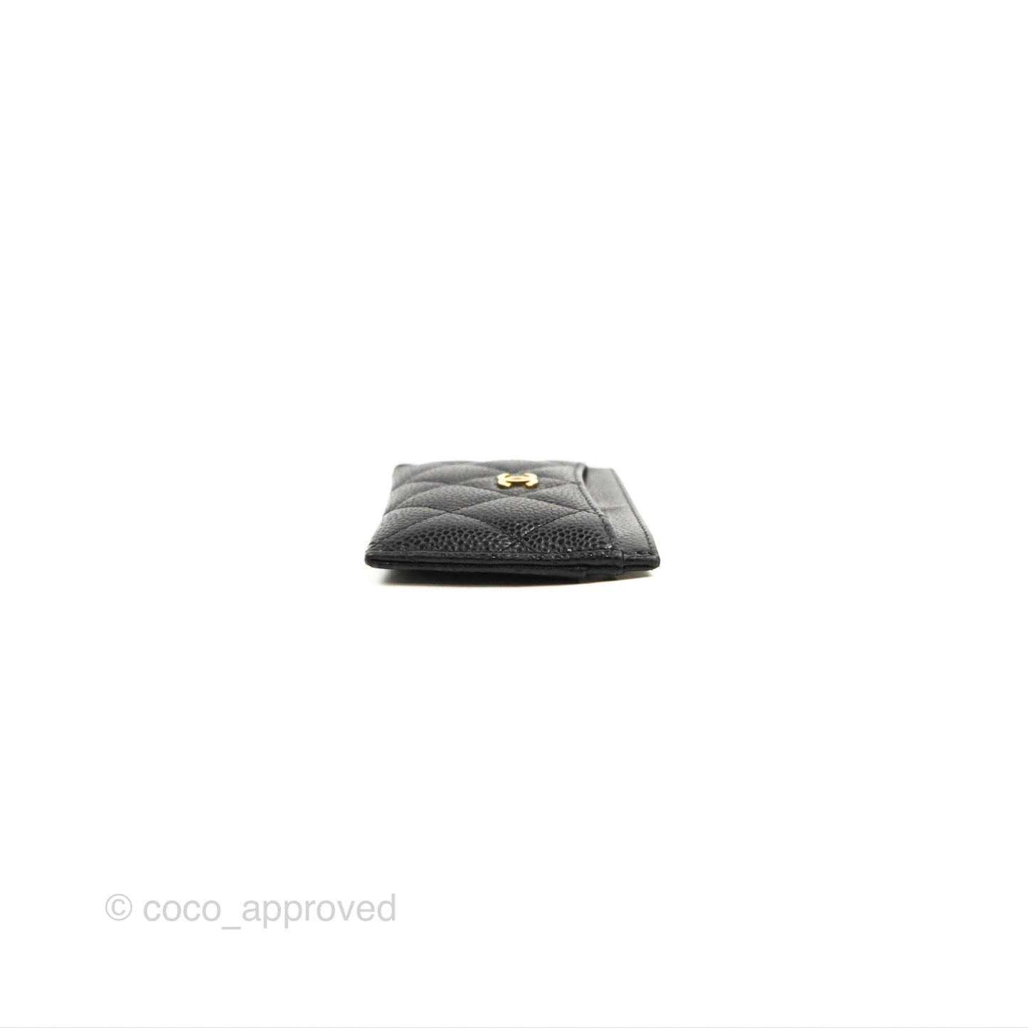 Chanel Classic Flat Card Holder Black Caviar Gold Hardware