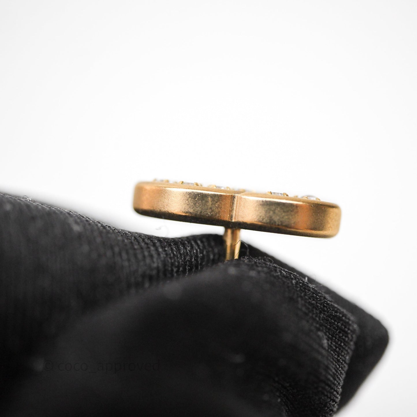 Chanel Crystal CC Earrings Gold Tone 21C