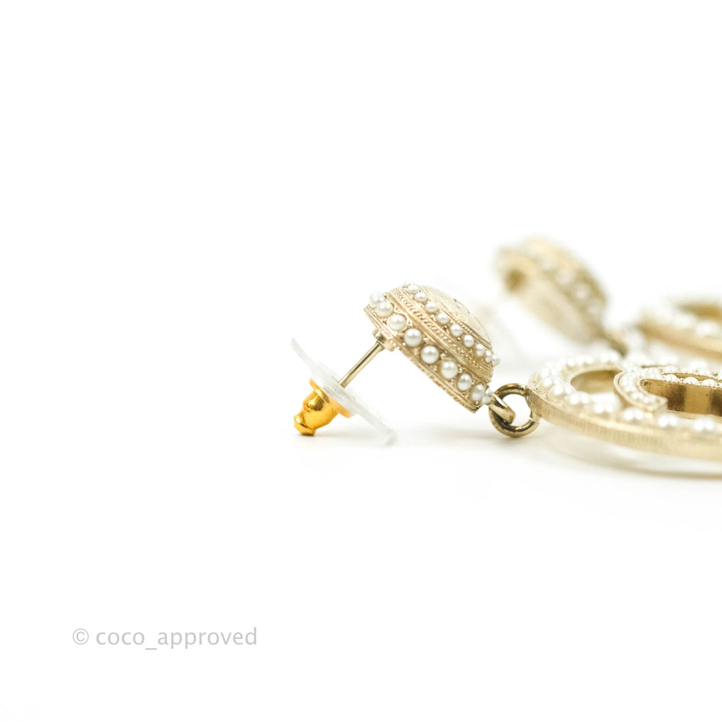 Chanel CC Pearl Drop Earrings 19V