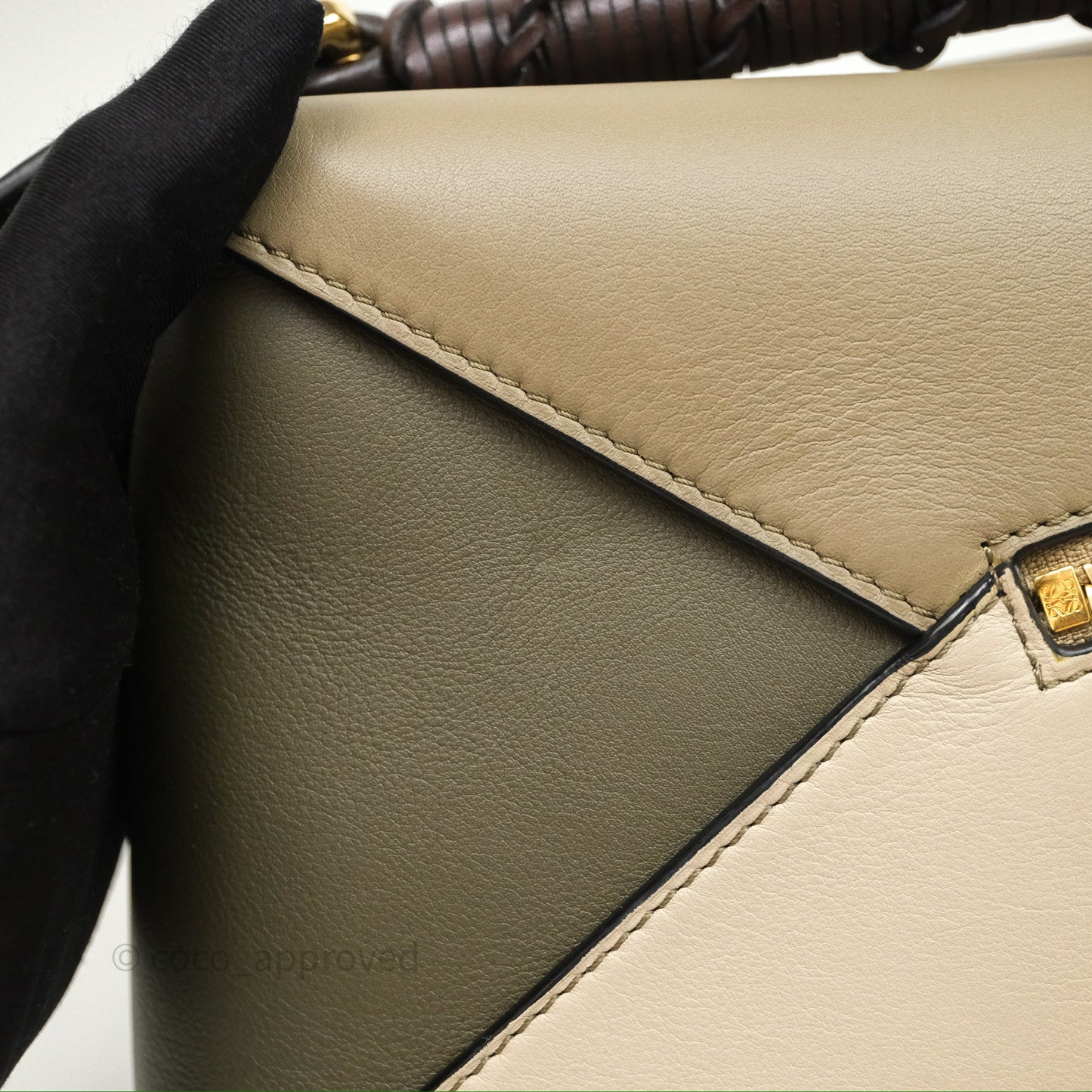 Loewe Small Puzzle Edge Bag Laurel Green/Light Oat Calfskin