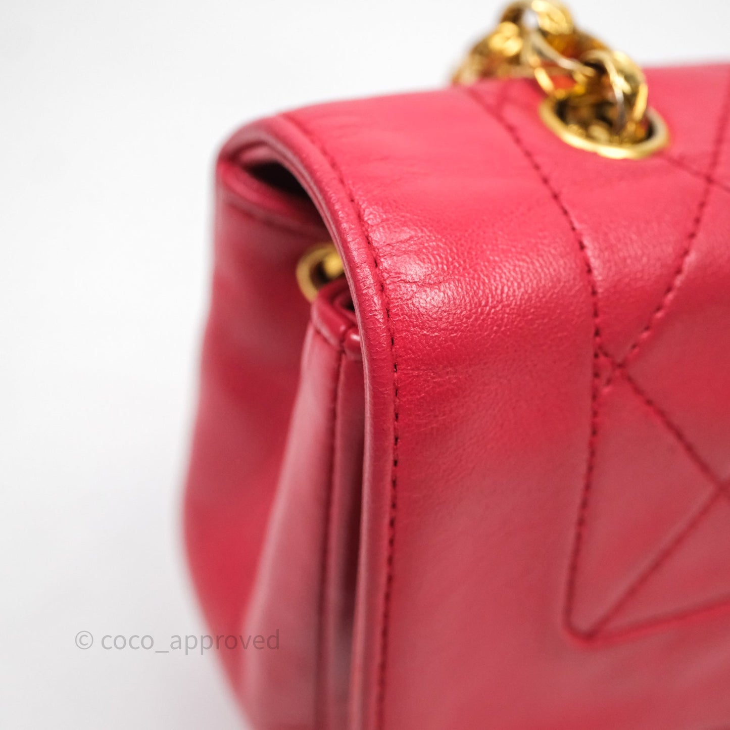 Chanel Vintage Mini Bijoux Chain Flap Bag Red Gold Hardware