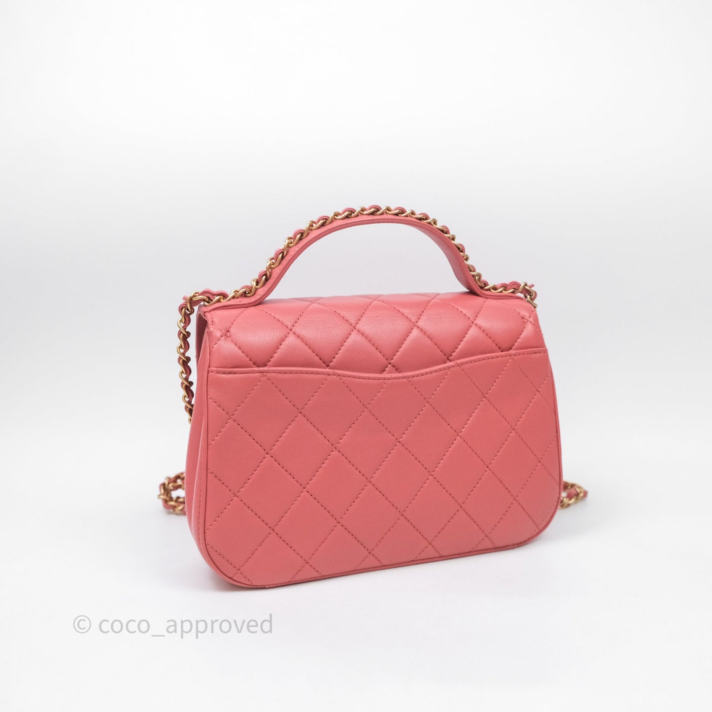 Chanel Quilted Chain Infinity Handle Bag Pink Lambskin Aged Gold Hardware