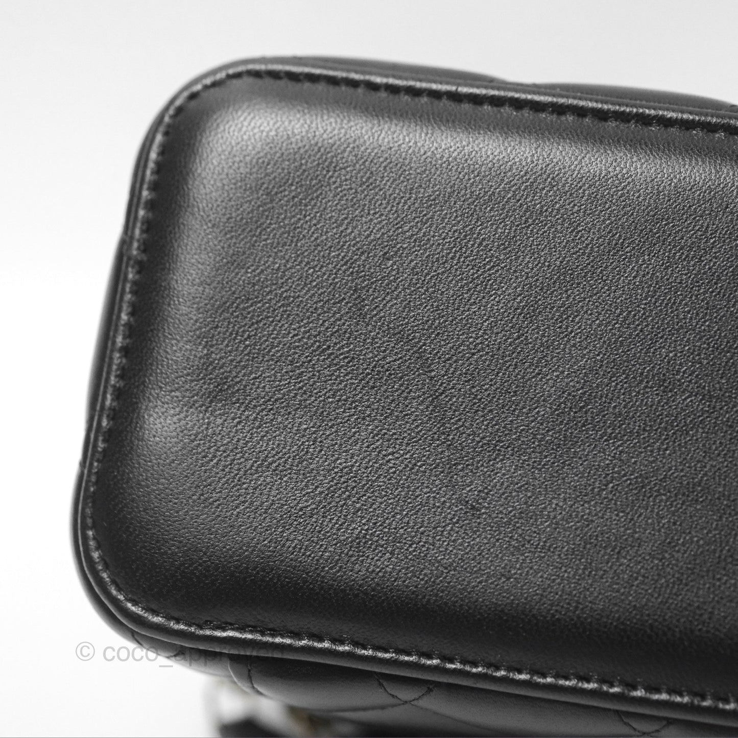 Chanel Vanity Rectangular Top Handle Black Lambskin Gold Hardware