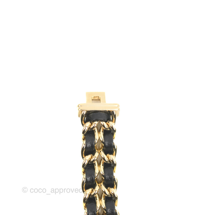 Chanel Première Watch Black Leather Gold Tone Size S