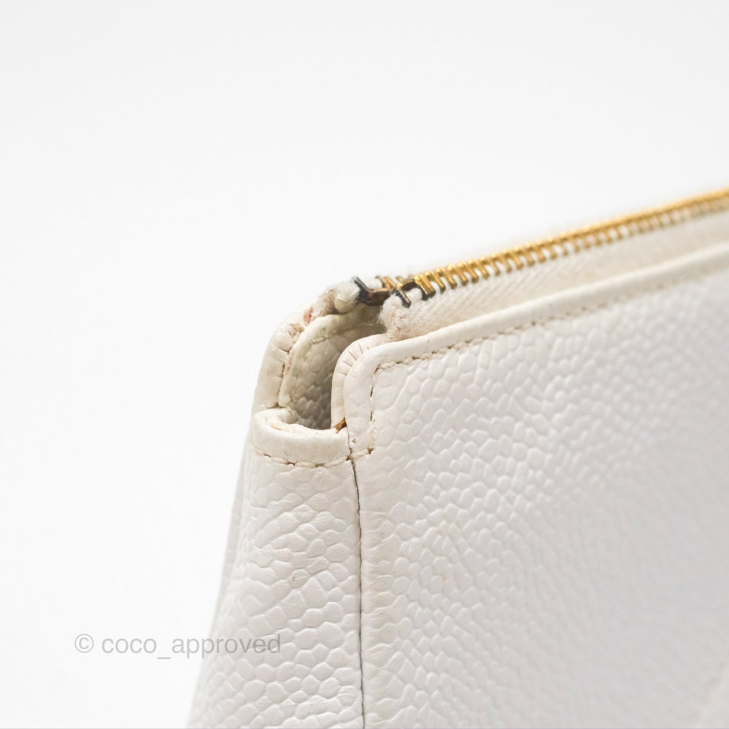 Chanel Vintage CC Clutch White Caviar Gold Hardware