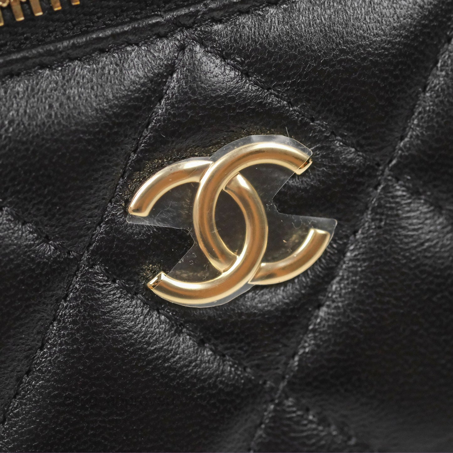 Chanel Vanity Rectangular Top Handle Black Lambskin Gold Hardware