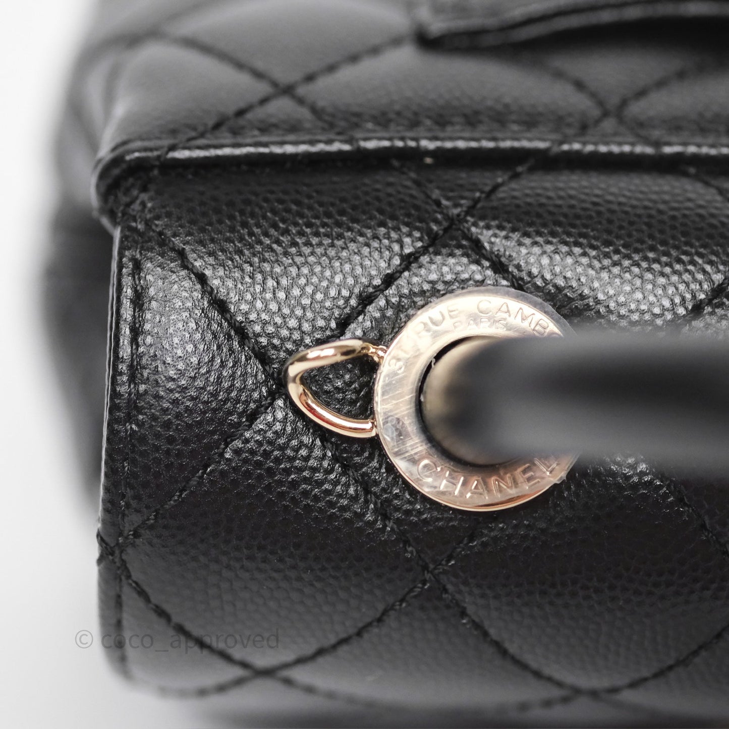 Chanel Mini Coco Handle Quilted Black Caviar Gold Hardware