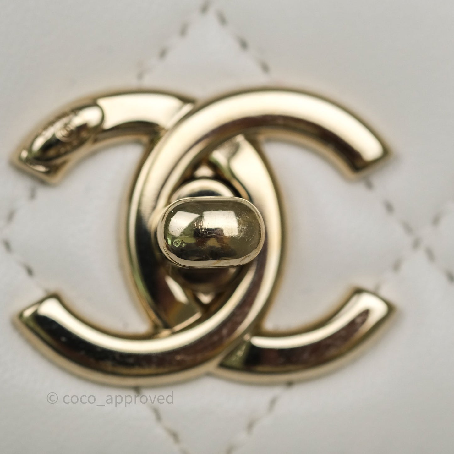 Chanel Mini Trendy CC Handle Bag Lacquered Logo White Lambskin
