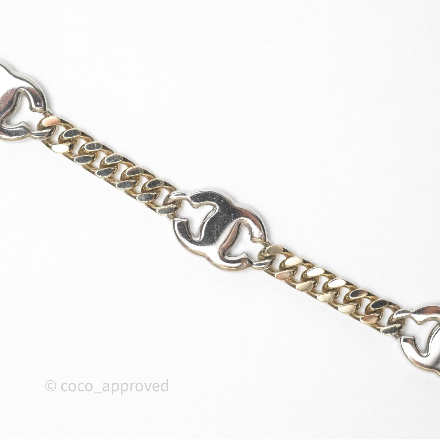Chanel Silver CC Crystal Chain Choker Gold Tone 24V