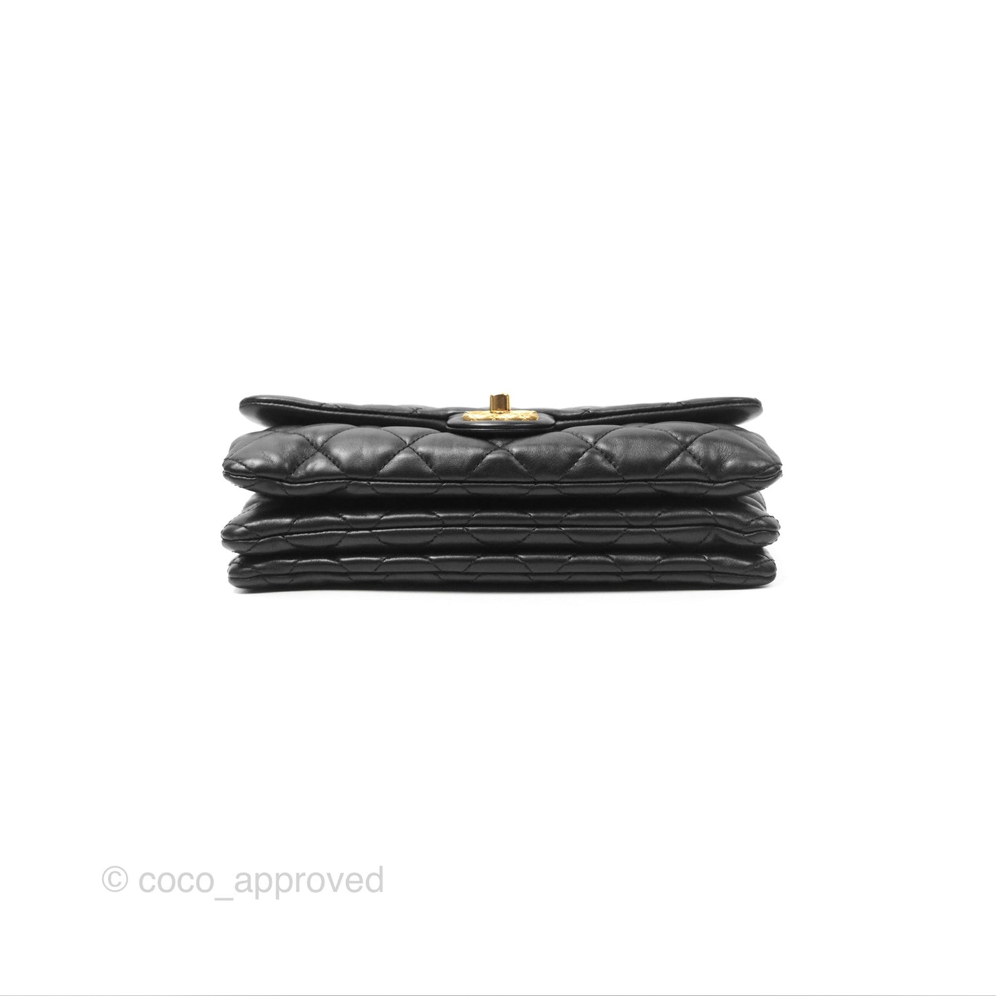 Chanel Flap Bag with Adjustable Strap Black Lambskin Aged Gold Hardware 22K
