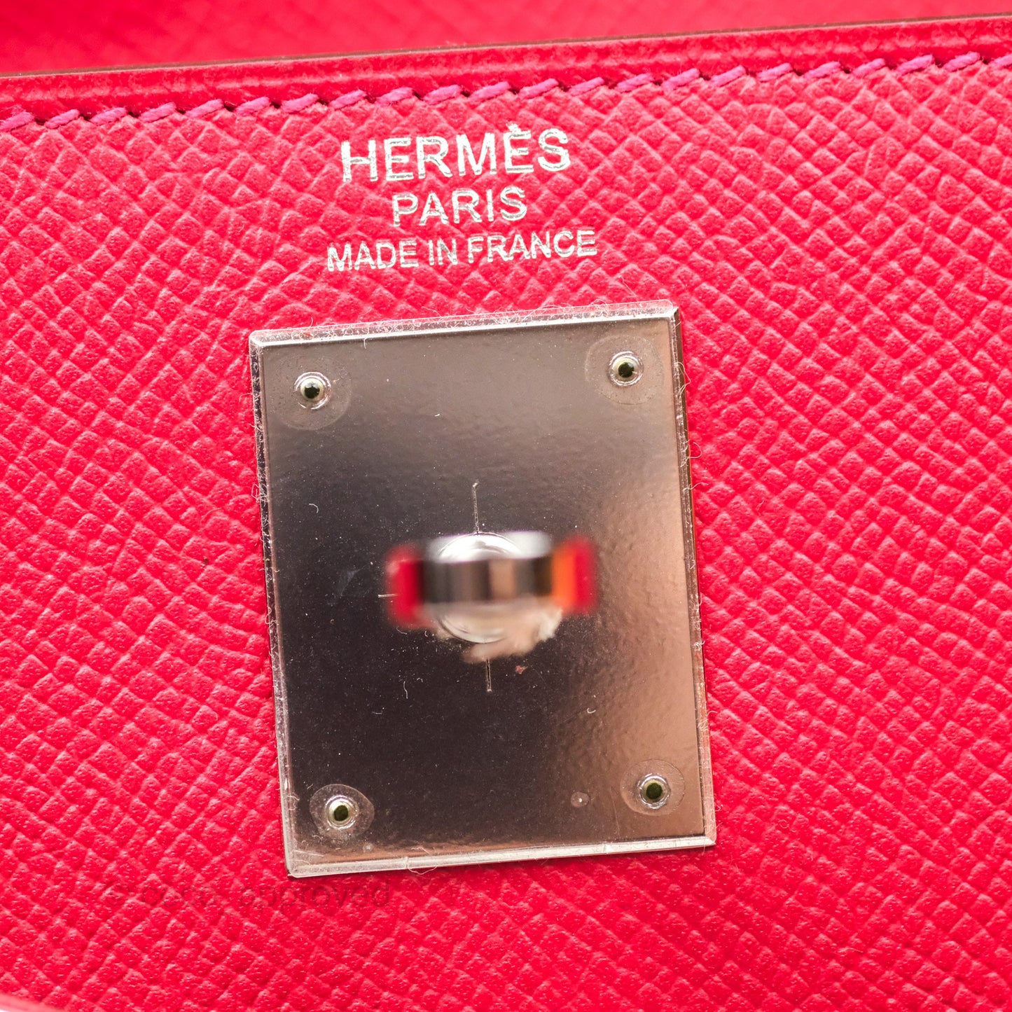 Hermès Kelly 32 Sellier Rouge Casaque Q5 Epsom Palladium Hardware